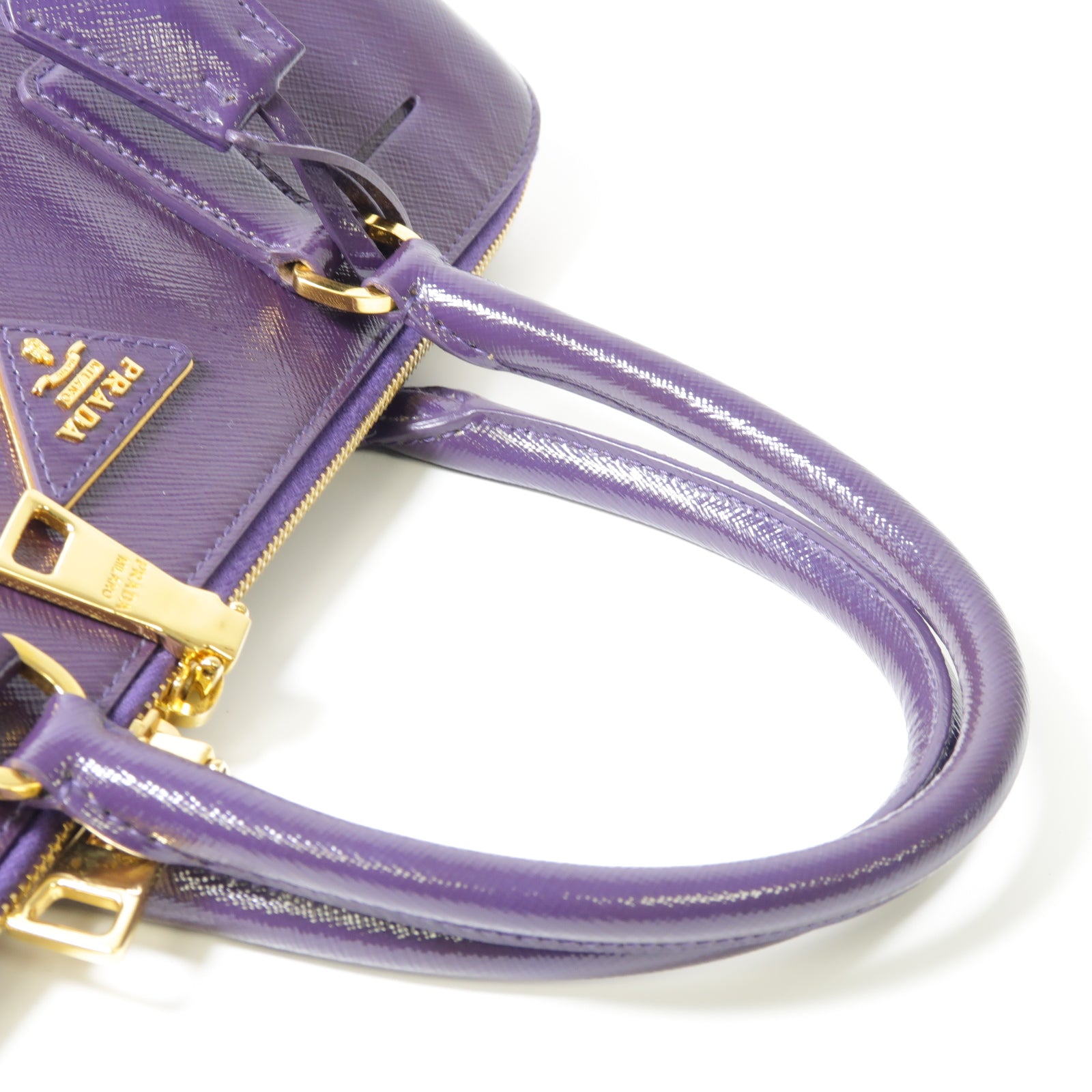PRADA 【激減優惠】牛皮皮革Handbag金扣手挽袋紫色