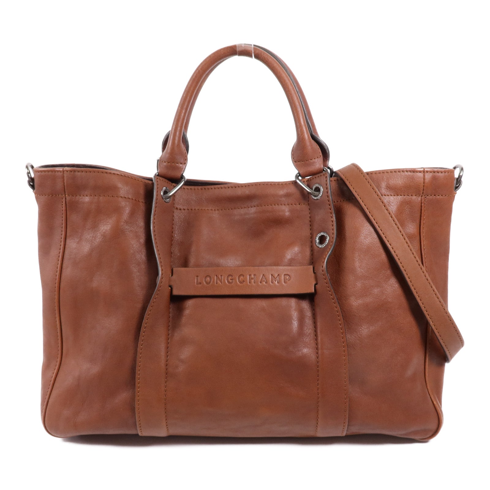 Longchamp 牛皮皮革2 Way Shoulder銀扣肩背袋