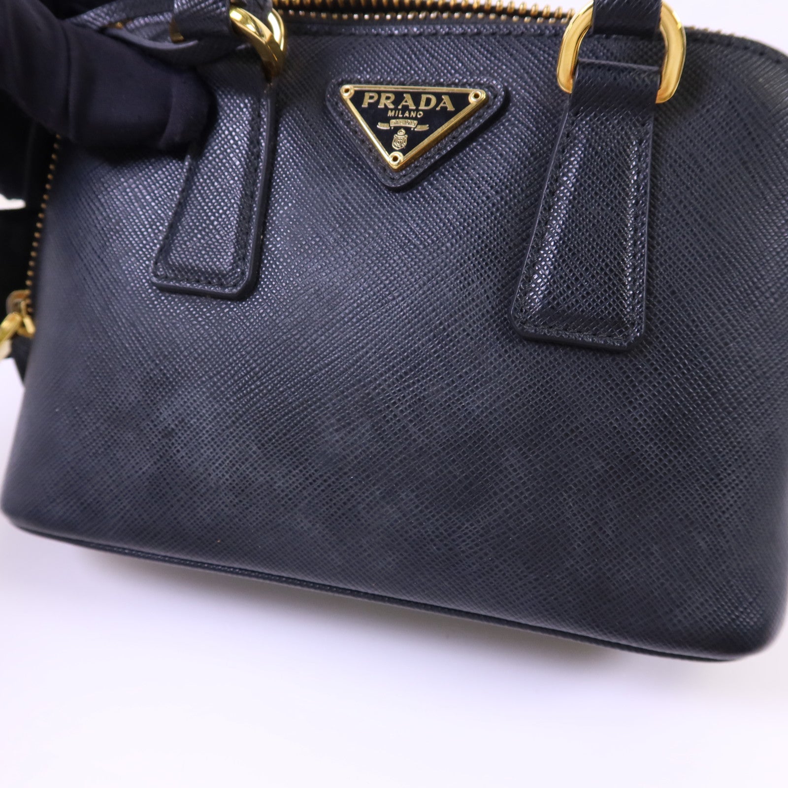 PRADA Saffiano皮革2 Way Shoulder金扣手挽肩背兩用袋