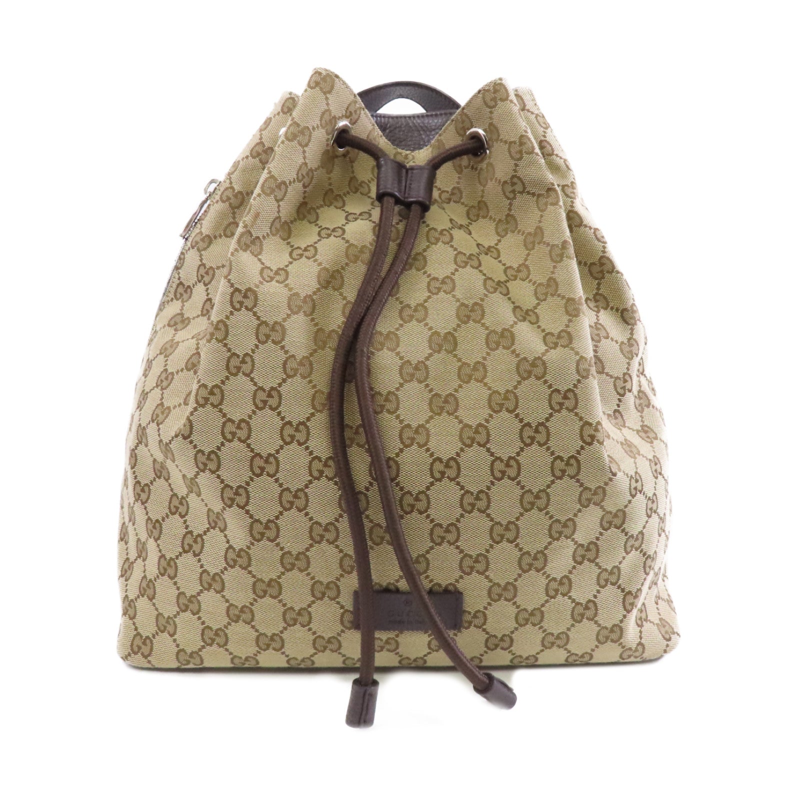 GUCCI 帆布Backpack銀扣背包啡色