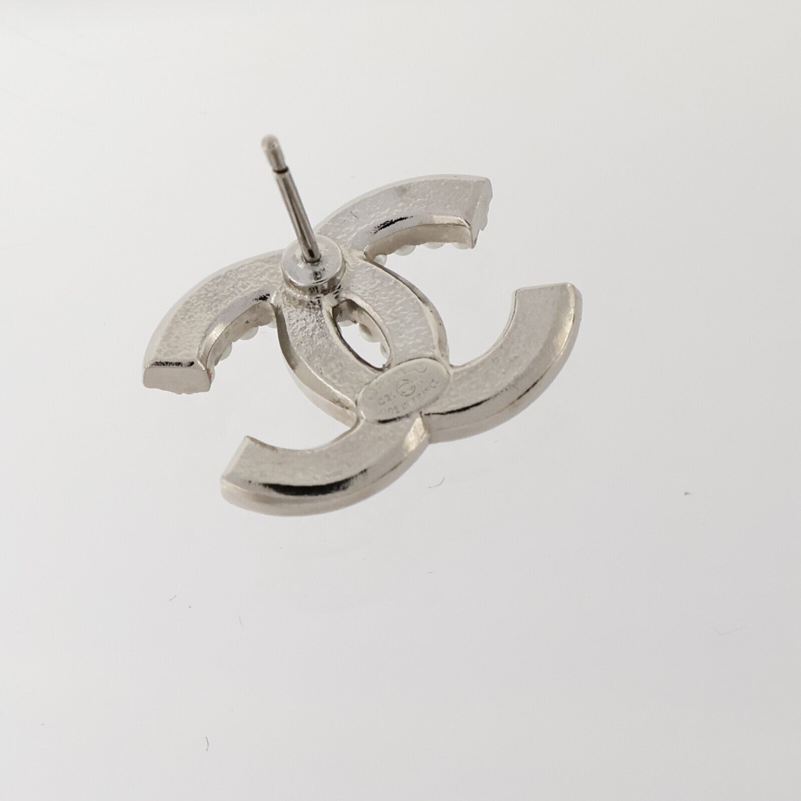 CHANEL PVC/金屬CC Pierced Earrings耳環