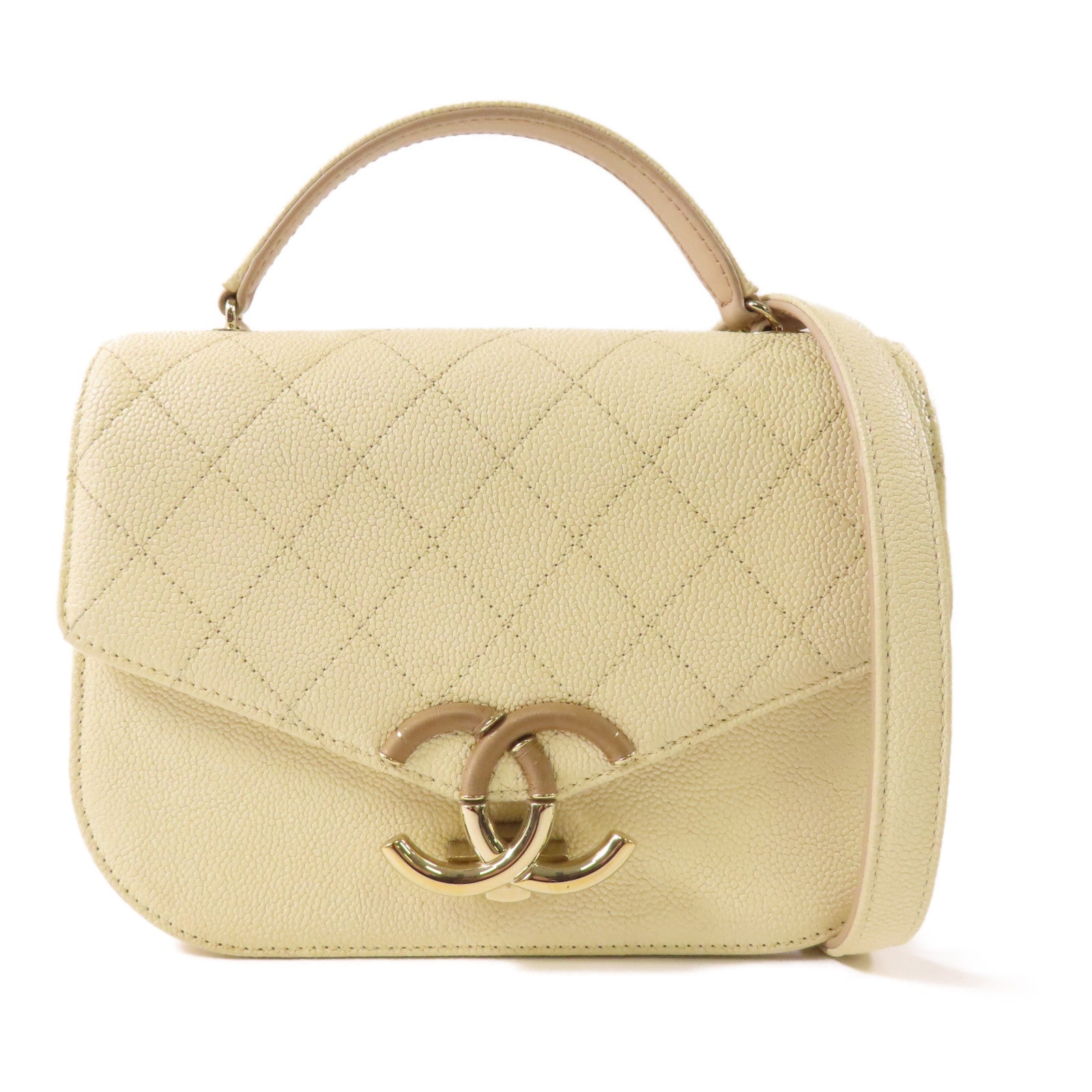 CHANEL 皮革Shoulder Bag金扣手挽肩背兩用袋