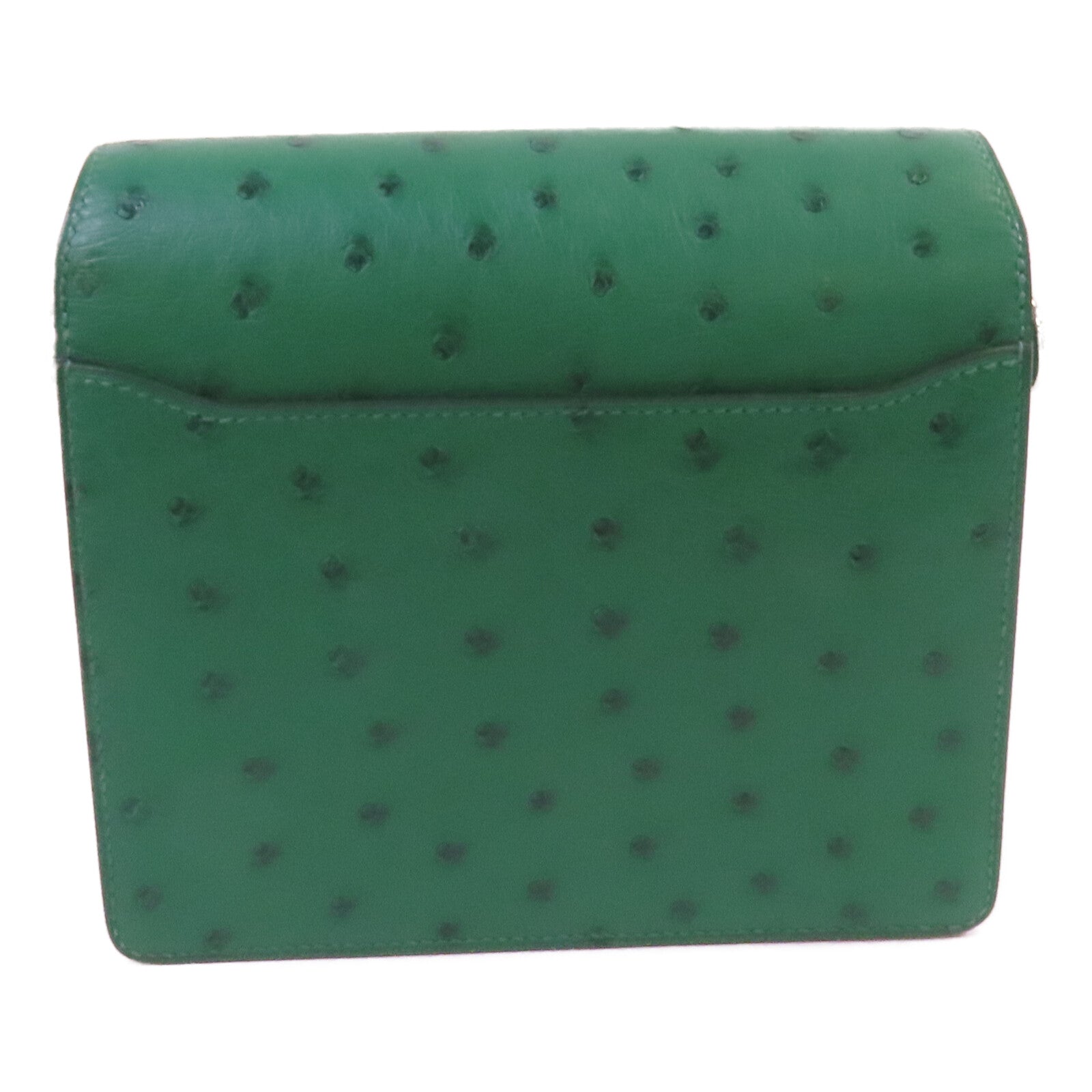 HERMES 鴕鳥皮革Mini Roulis銀扣肩背袋U4 Vert Vertigo