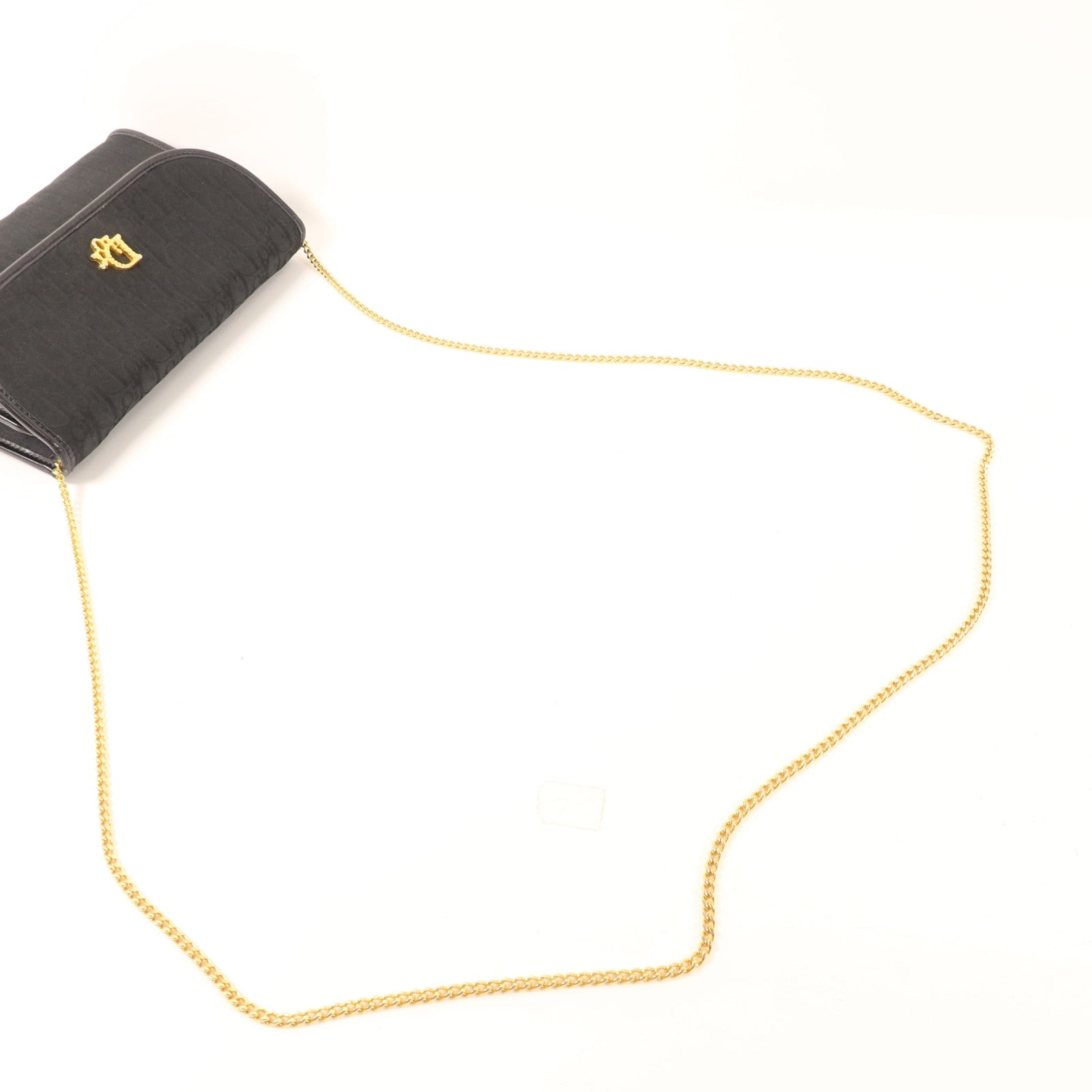 Dior 帆布Vintage Chain Shoulder金扣鏈帶肩背袋包