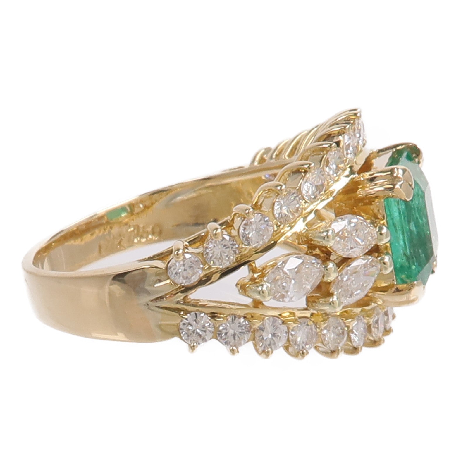 JEWELRY 18K黃金Emerald Diamond Ring綠寶石/鑽石戒指