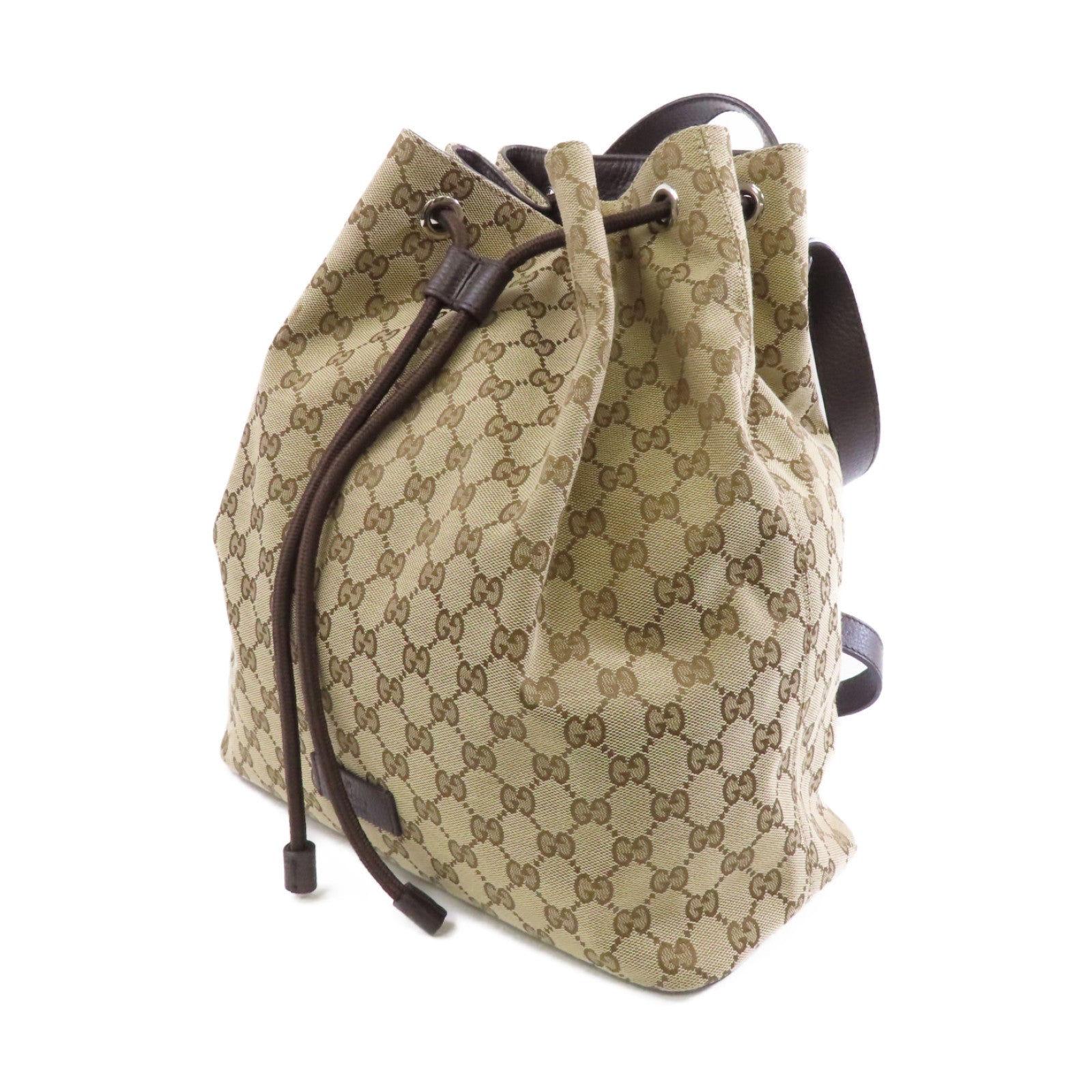 GUCCI 帆布Backpack銀扣背包啡色
