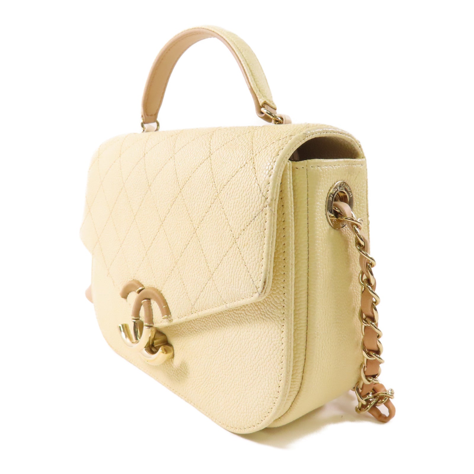CHANEL 皮革Shoulder Bag金扣手挽肩背兩用袋