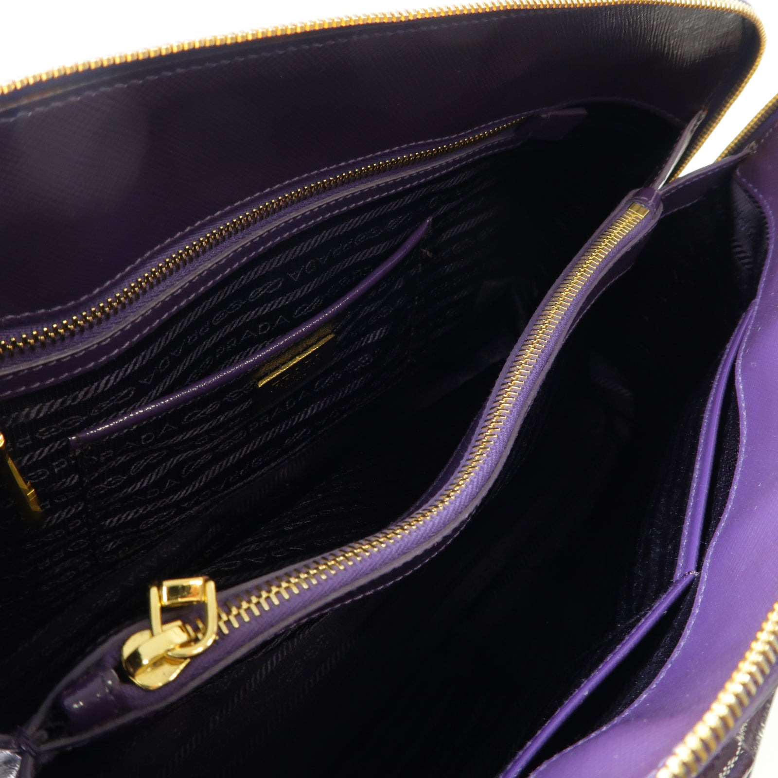 PRADA 【激減優惠】牛皮皮革Handbag金扣手挽袋紫色