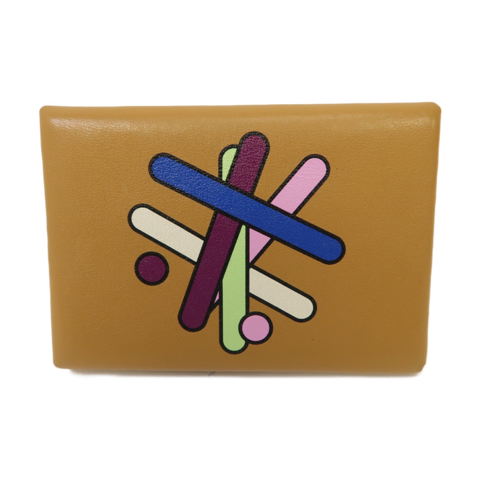 HERMES Swift皮革Calvi Duo Compact Card Holder銀扣卡片套芝麻色