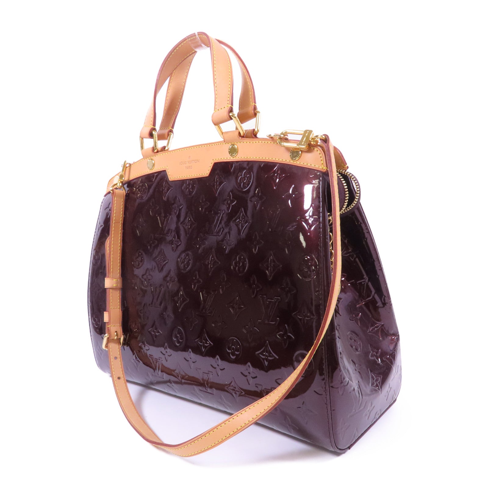 LOUIS VUITTON Vernis Brea MM金扣手挽肩背兩用袋Rouge Fauviste
