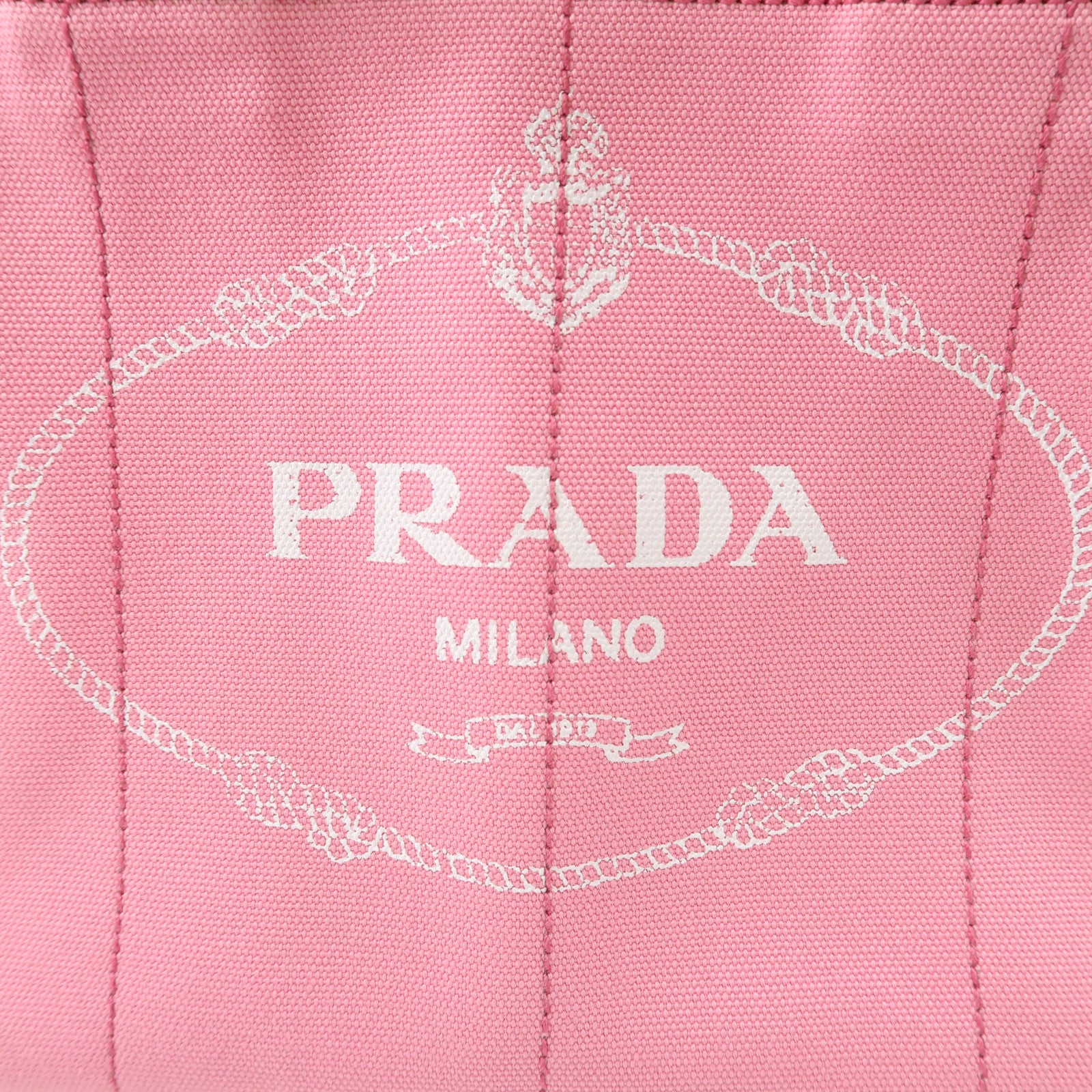 PRADA 帆布Mini Canapa Tote Bag金扣手挽袋粉紅色