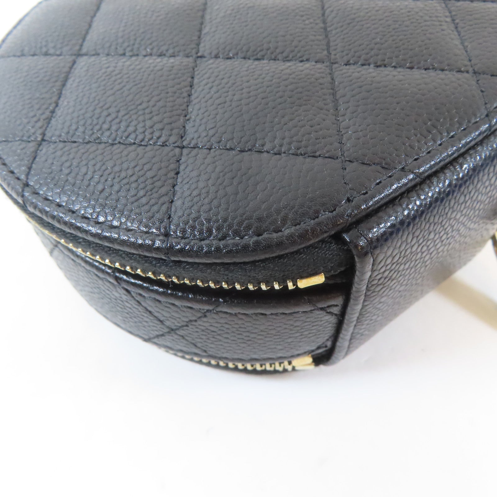 CHANEL 菱格Caviar皮革Chain Shoulder金扣手挽肩背兩用袋黑色