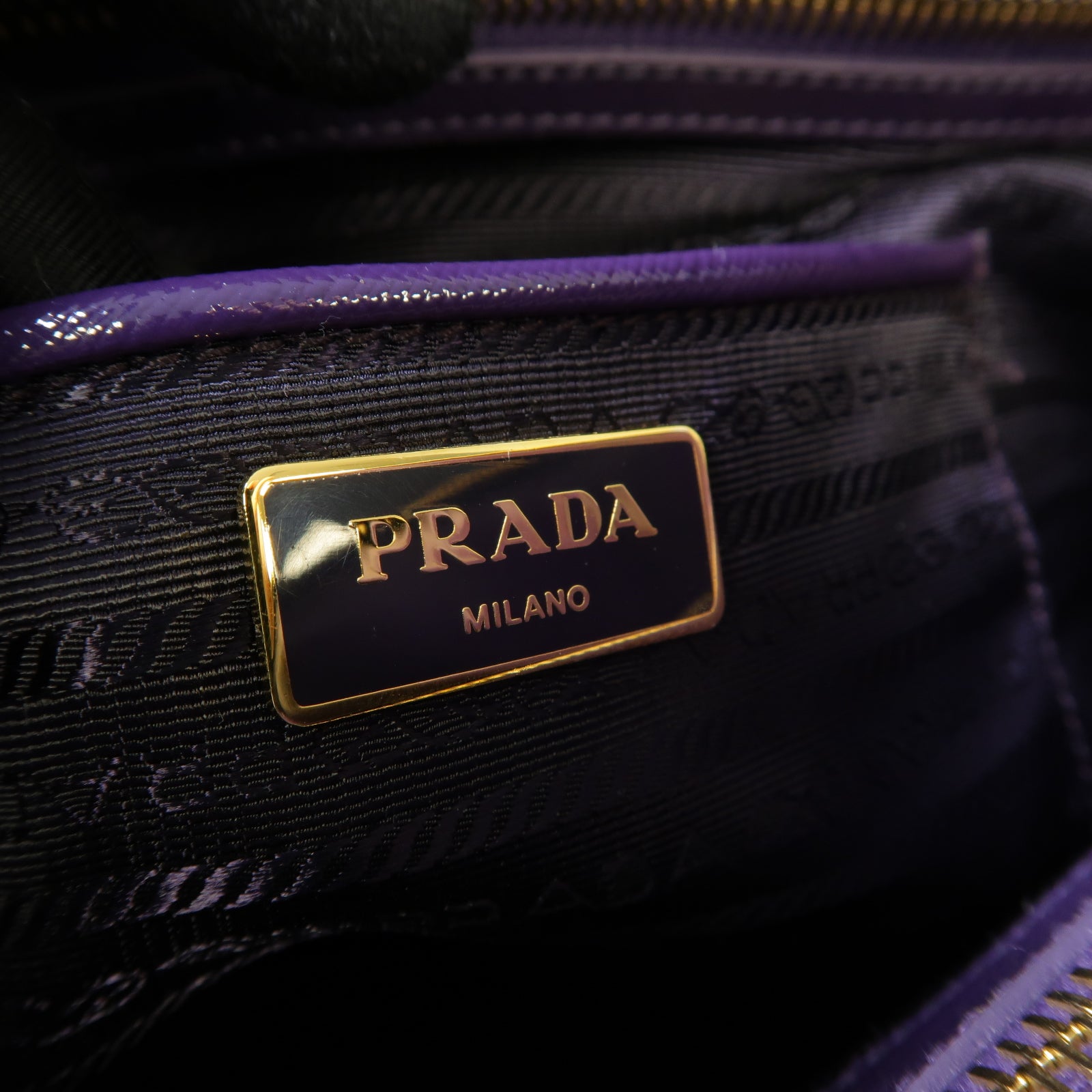PRADA 【激減優惠】牛皮皮革Handbag金扣手挽袋紫色