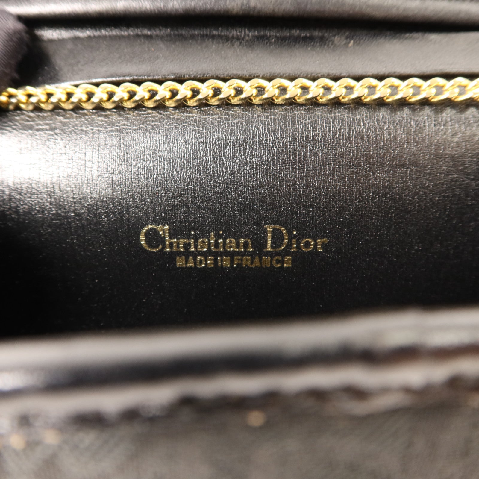 Dior 帆布Vintage Chain Shoulder金扣鏈帶肩背袋包