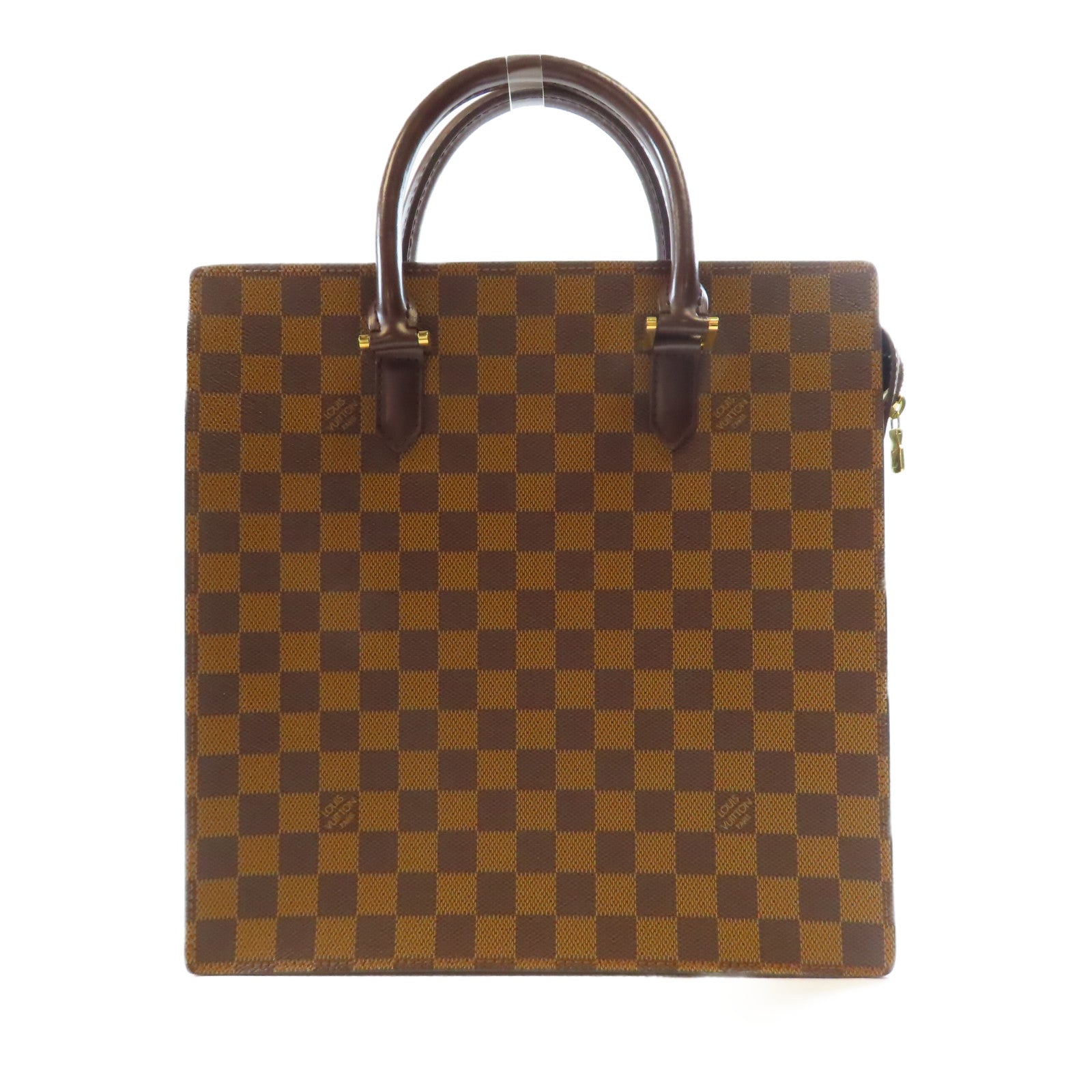 LOUIS VUITTON Damier Venice PM金扣手挽袋棕色