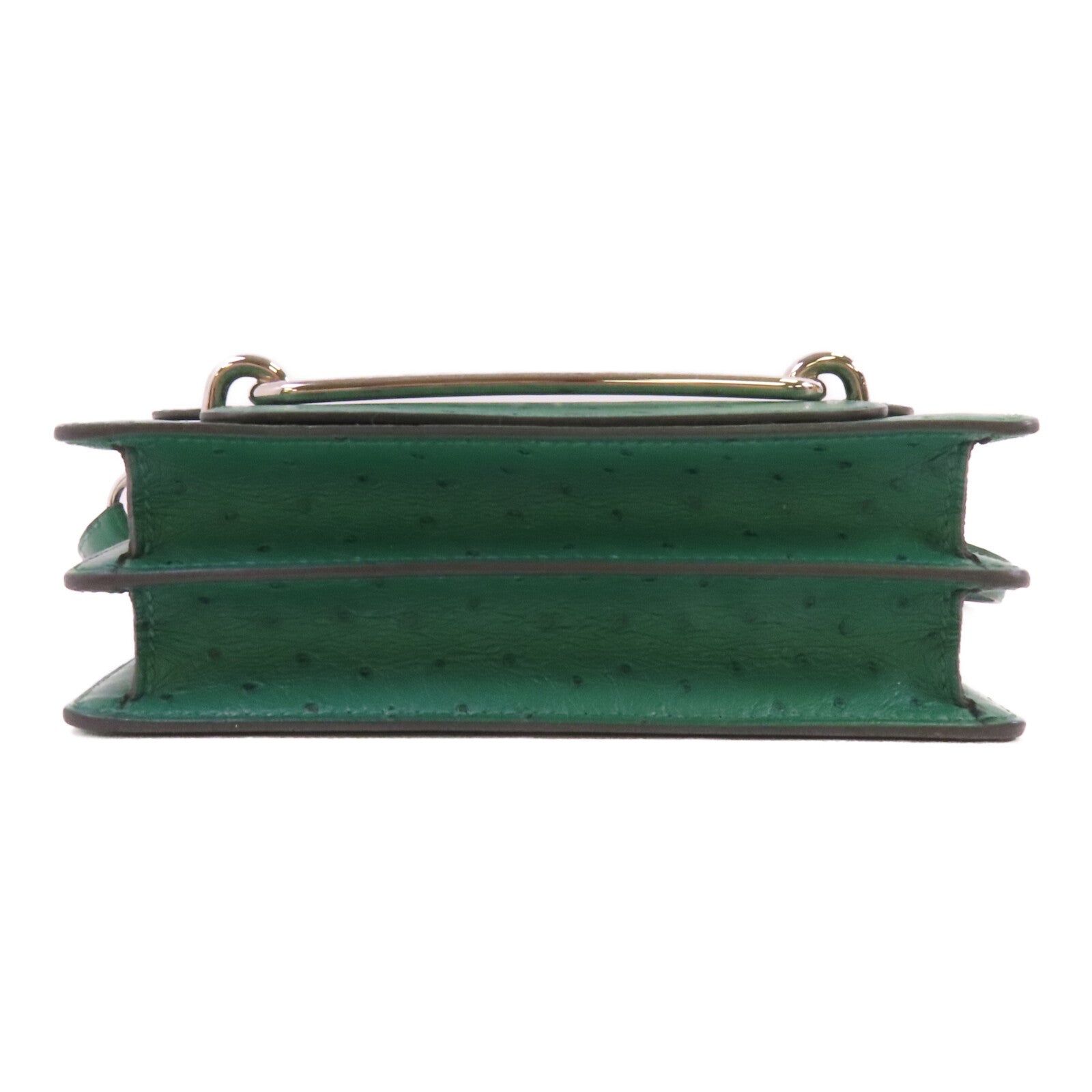 HERMES 鴕鳥皮革Mini Roulis銀扣肩背袋U4 Vert Vertigo