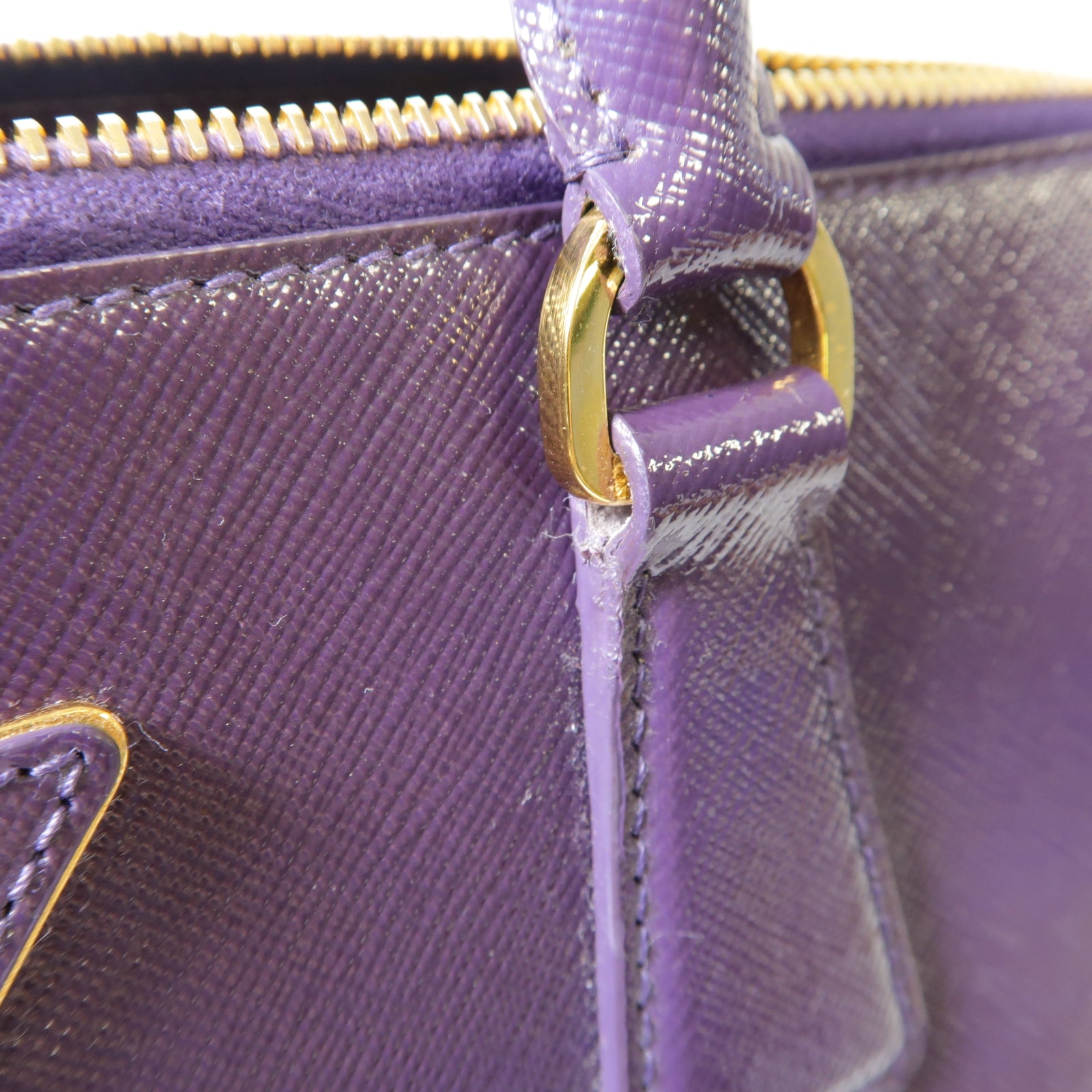PRADA 【激減優惠】牛皮皮革Handbag金扣手挽袋紫色