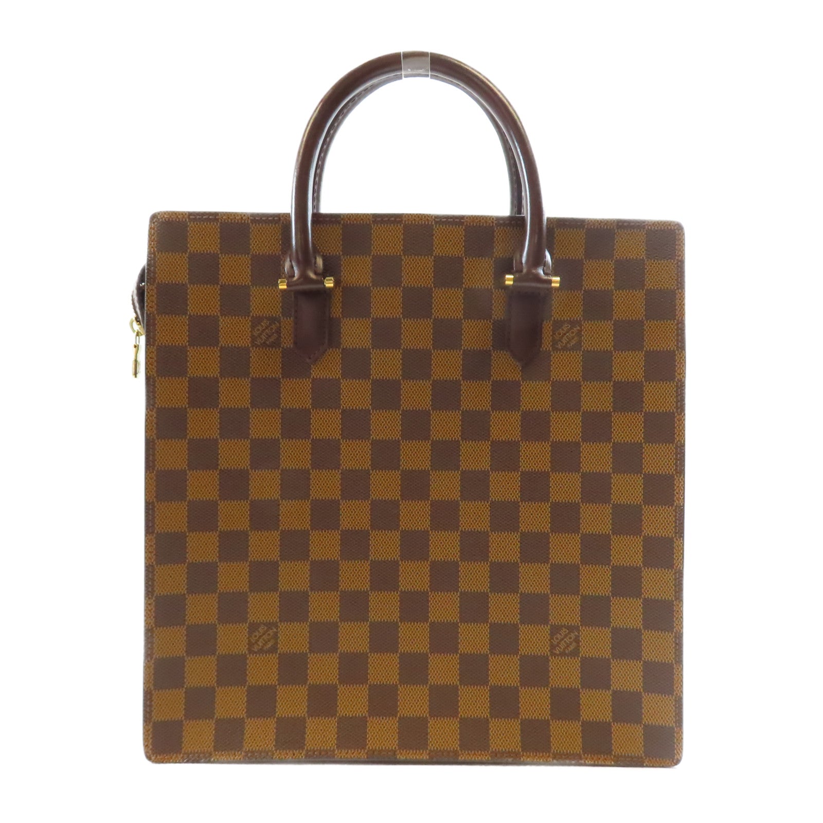 LOUIS VUITTON Damier Venice PM金扣手挽袋棕色