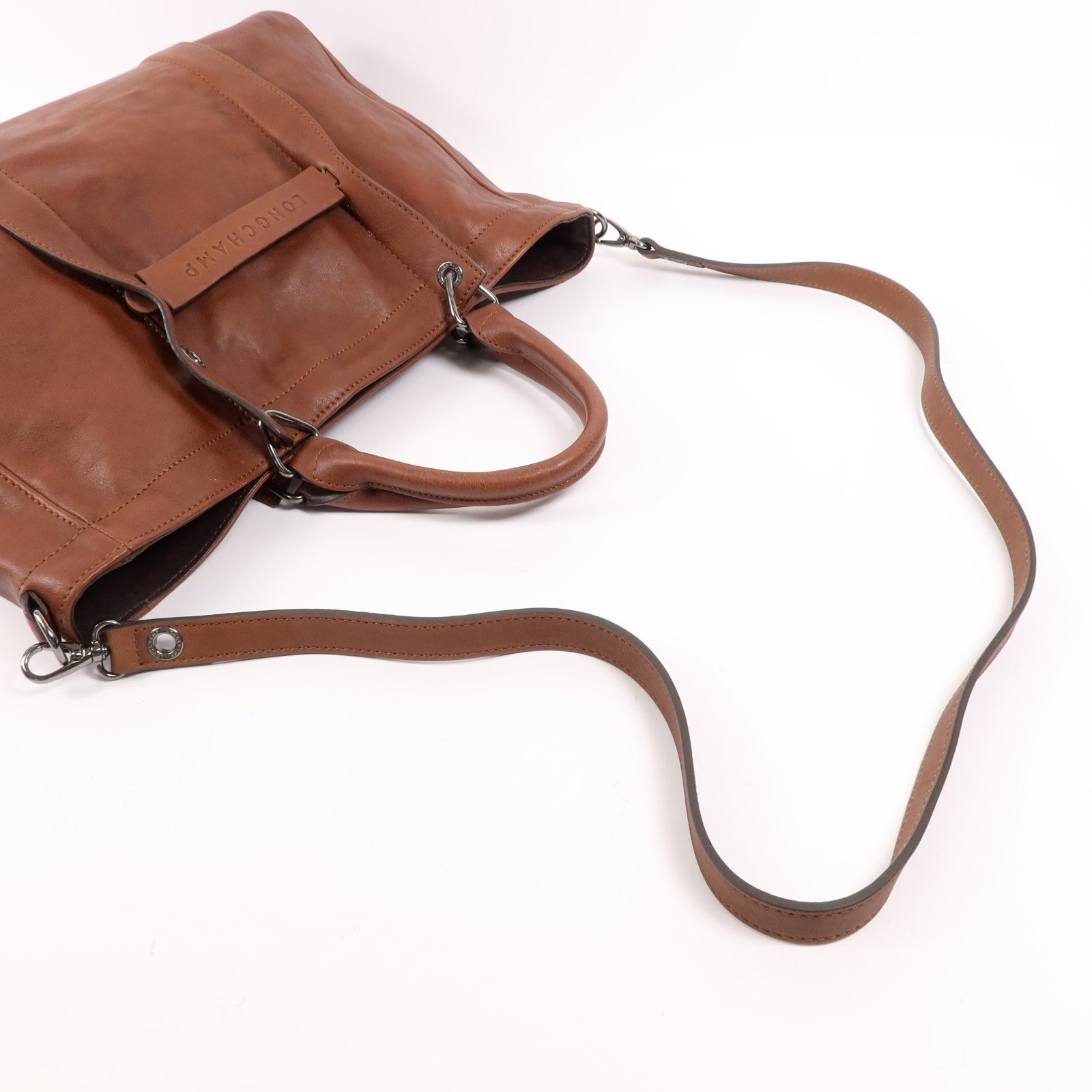 Longchamp 牛皮皮革2 Way Shoulder銀扣肩背袋