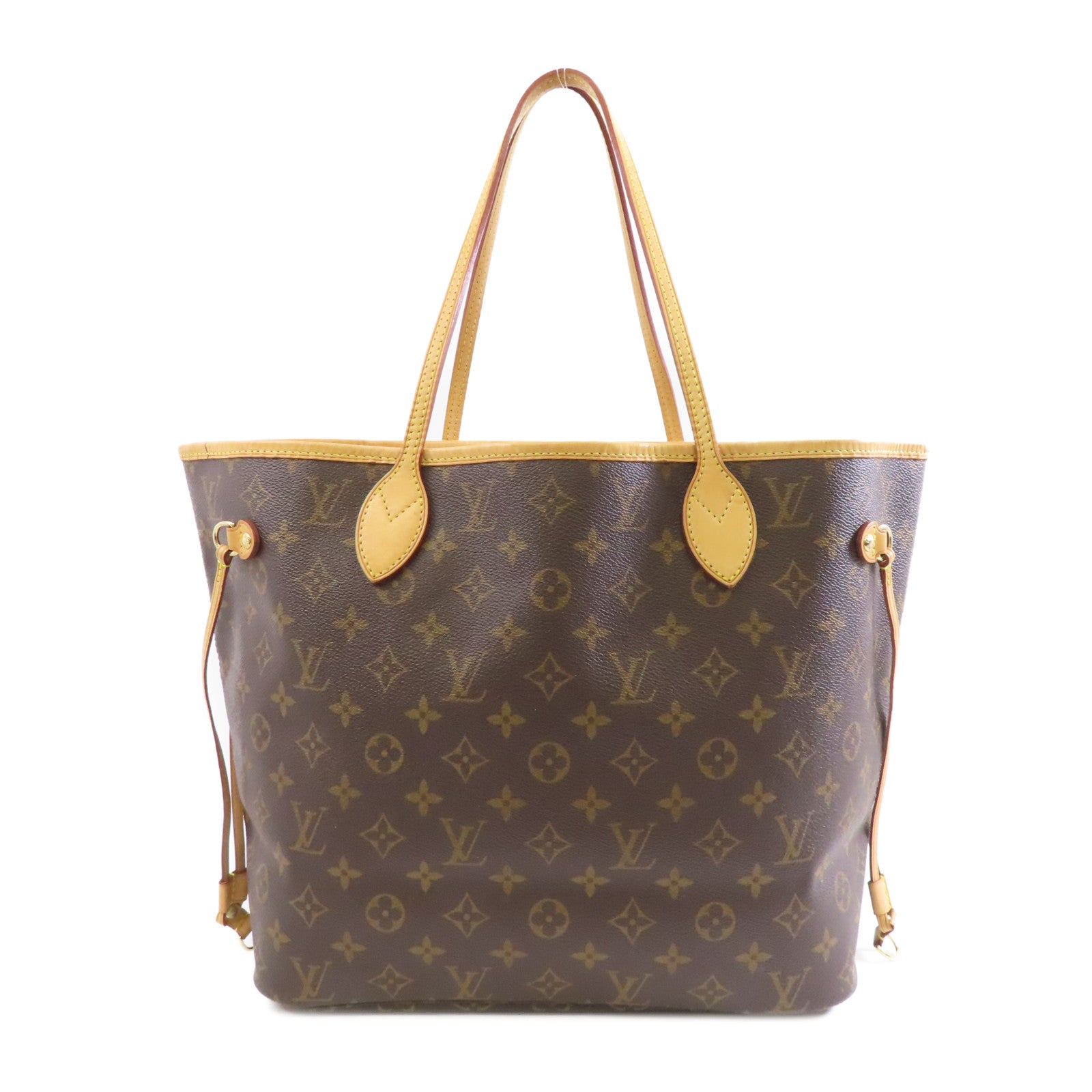 LOUIS VUITTON Monogram Neverfull MM金扣手挽袋棕色
