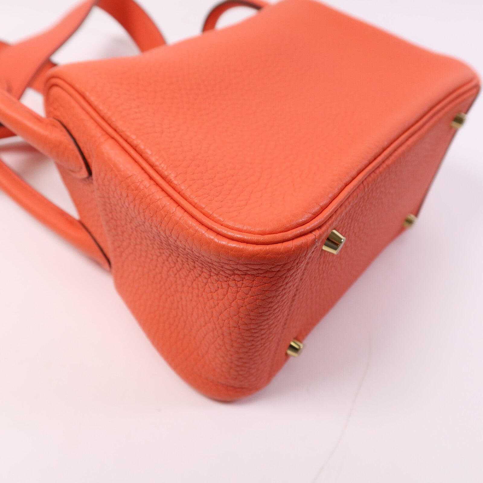 HERMES Mini Lindy金扣手挽肩背兩用袋Rouge Tomate