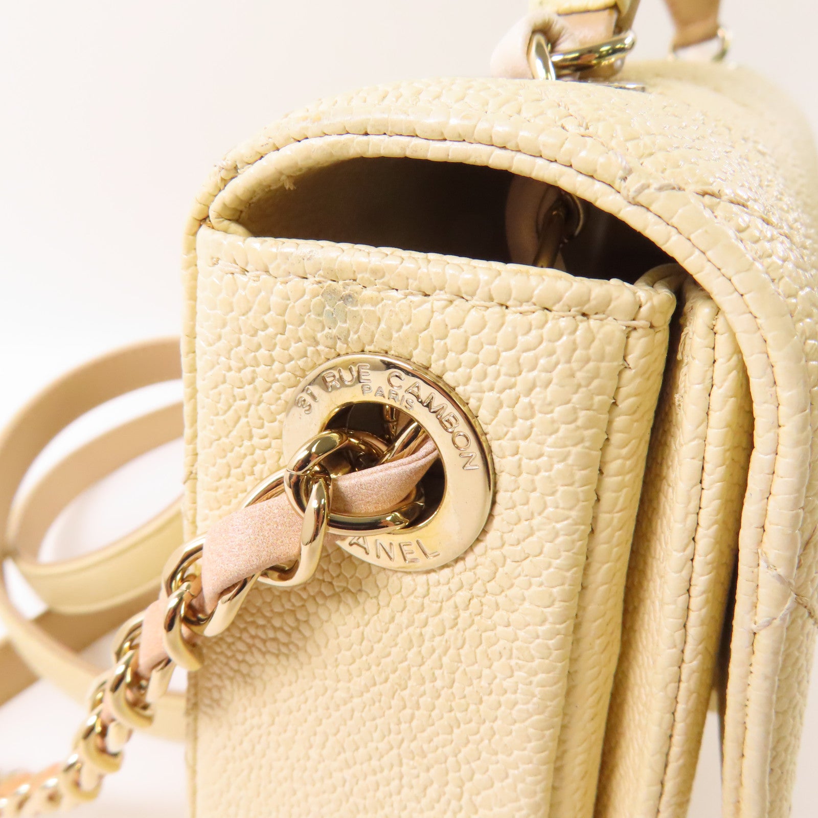 CHANEL 皮革Shoulder Bag金扣手挽肩背兩用袋