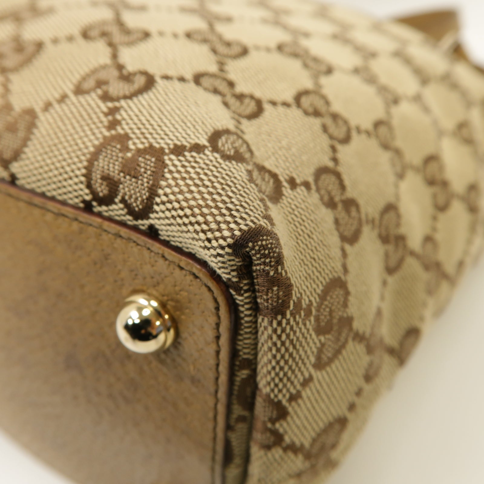 GUCCI 帆布Shoulder Tote Bag金扣肩背袋啡色