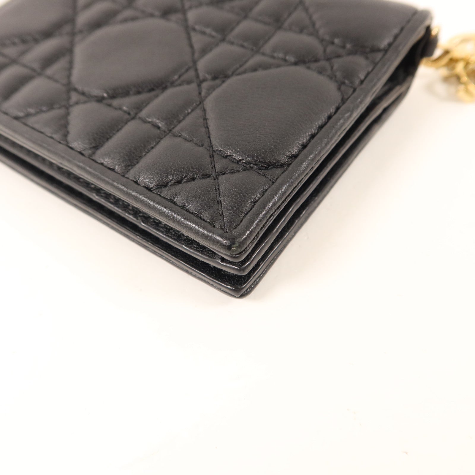 Dior 羊皮皮革Mini Lady Dior Gardenia Wallet金扣錢包