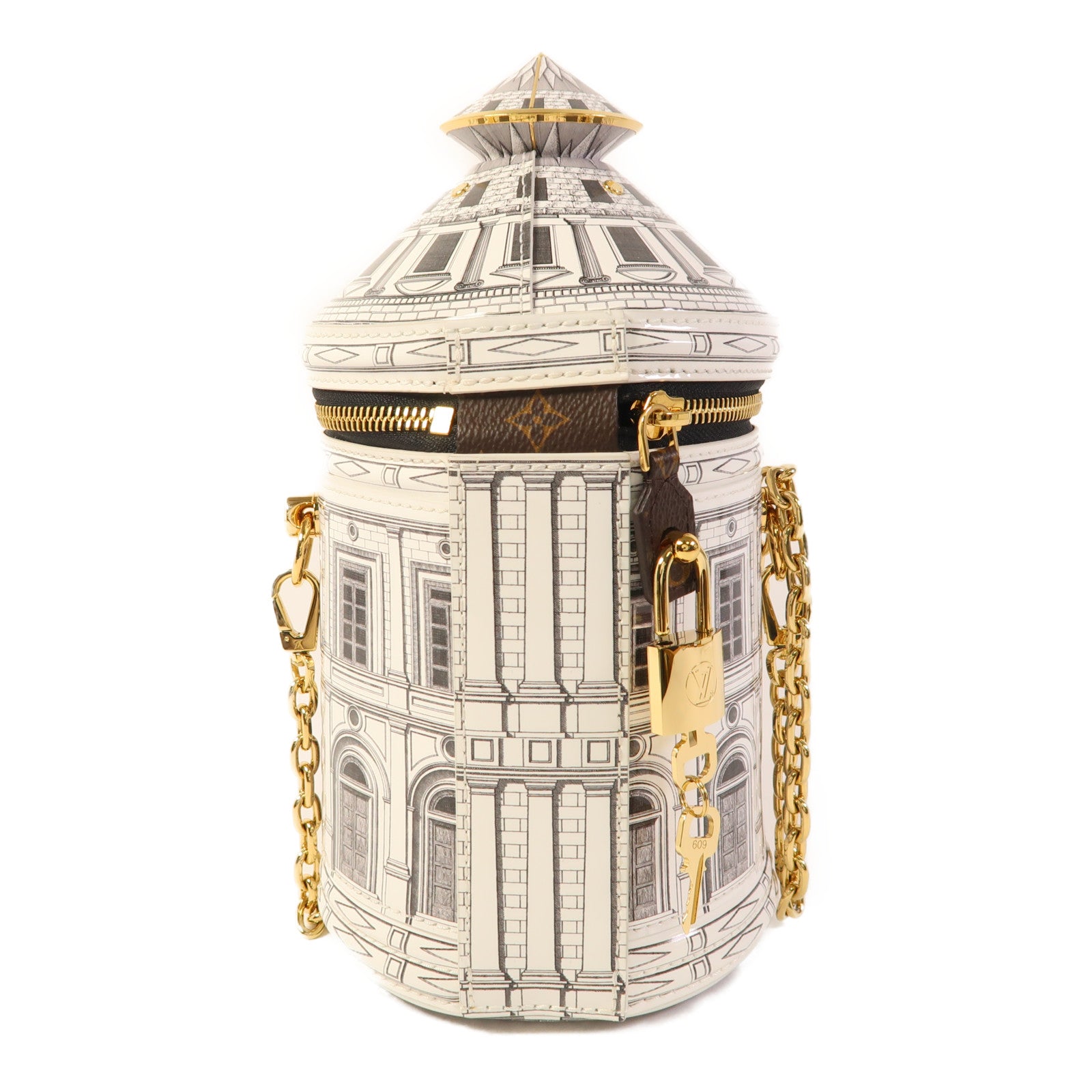 LOUIS VUITTON 塗層帆布Fornasetti Cannes金扣手挽肩背兩用袋