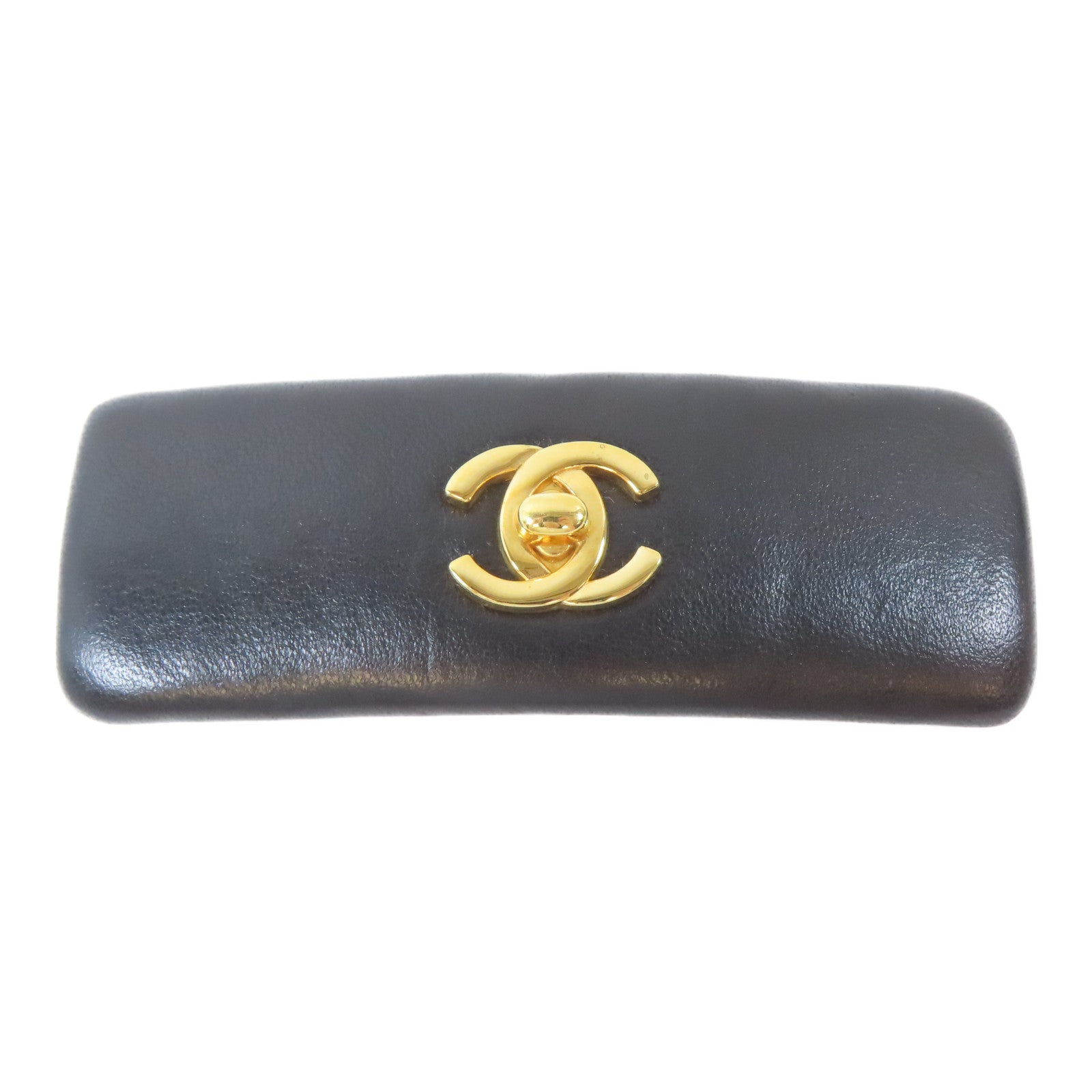CHANEL 羊皮皮革Hair Clip髮夾黑色