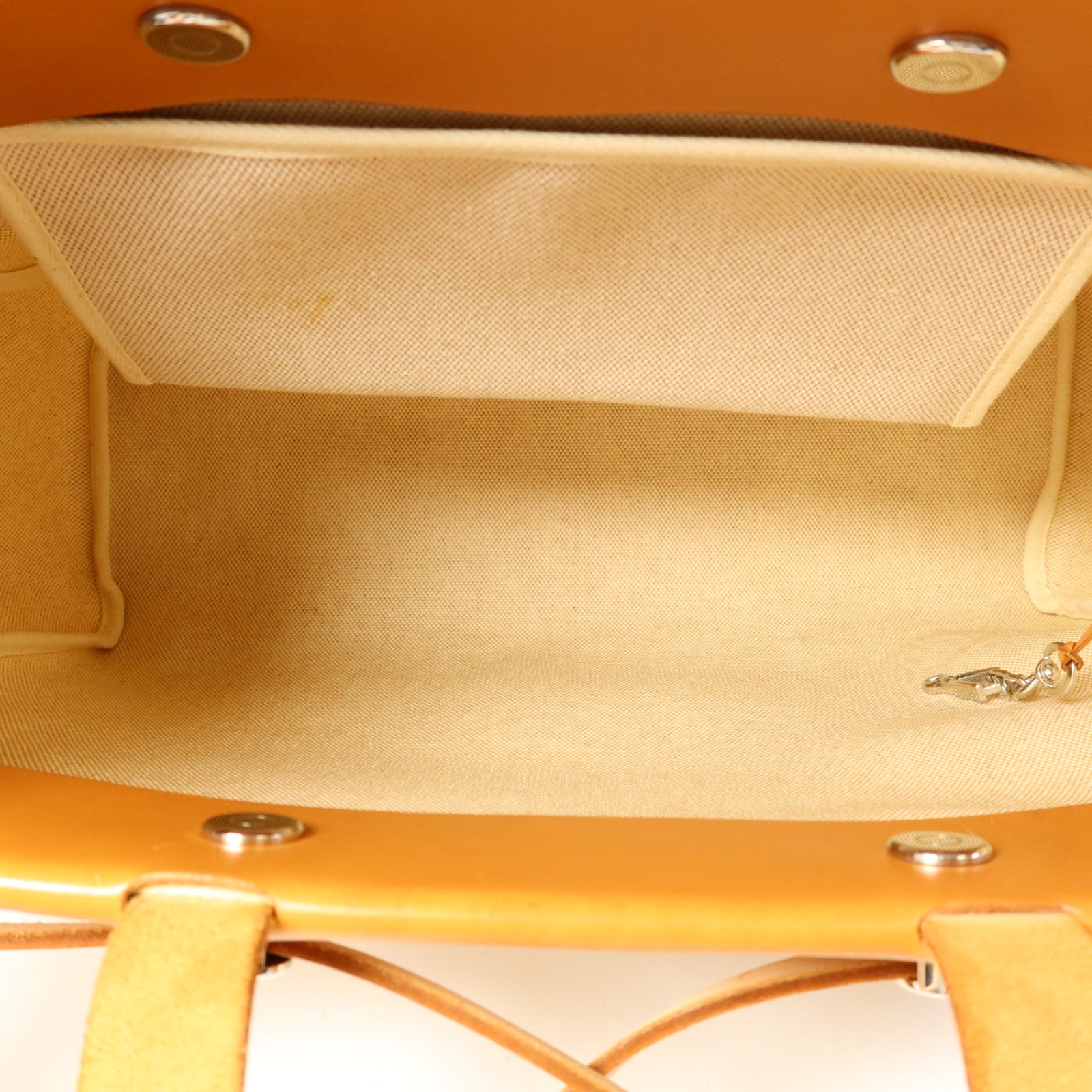 HERMES 帆布/皮革Kabas MM銀扣肩背袋