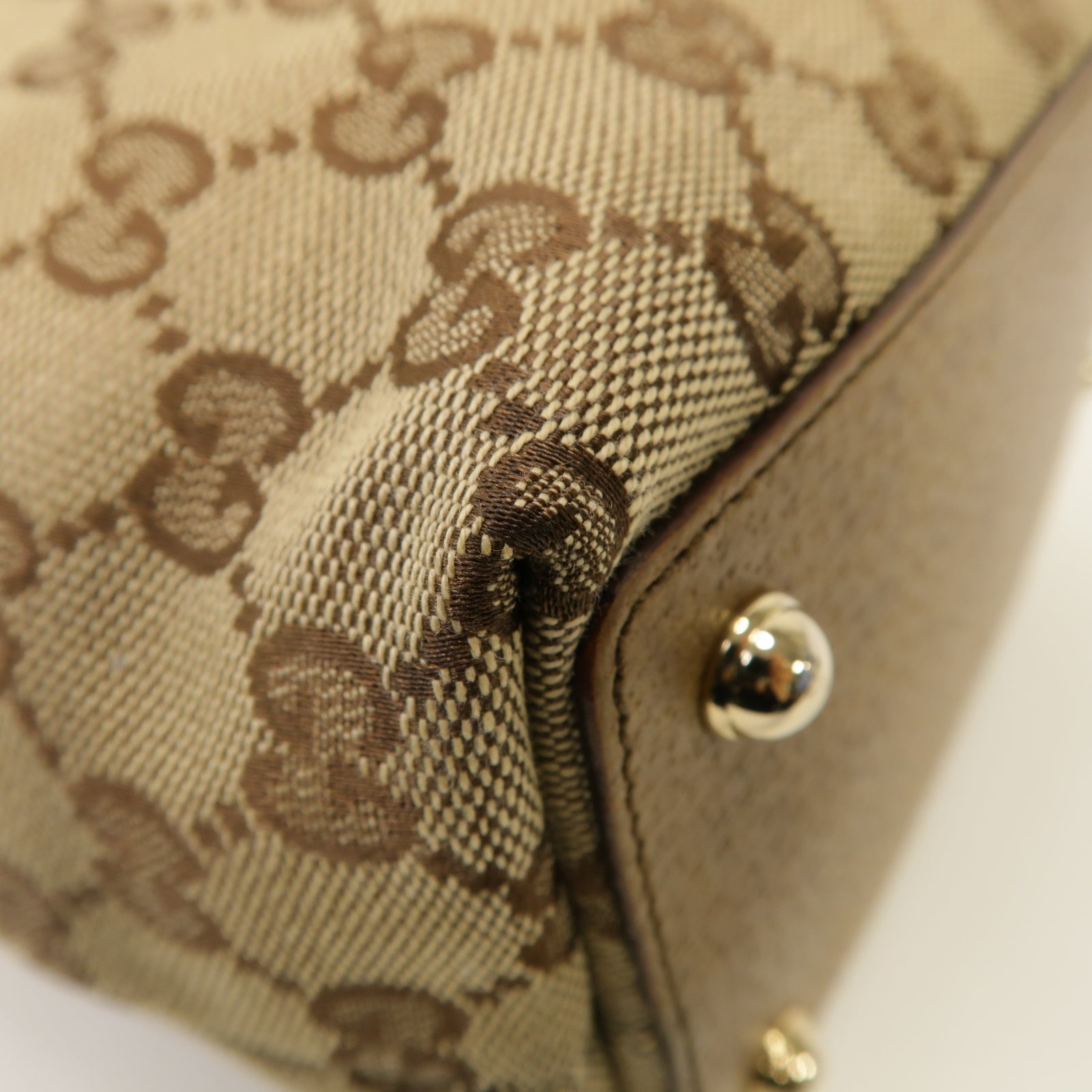 GUCCI 帆布Shoulder Tote Bag金扣肩背袋啡色