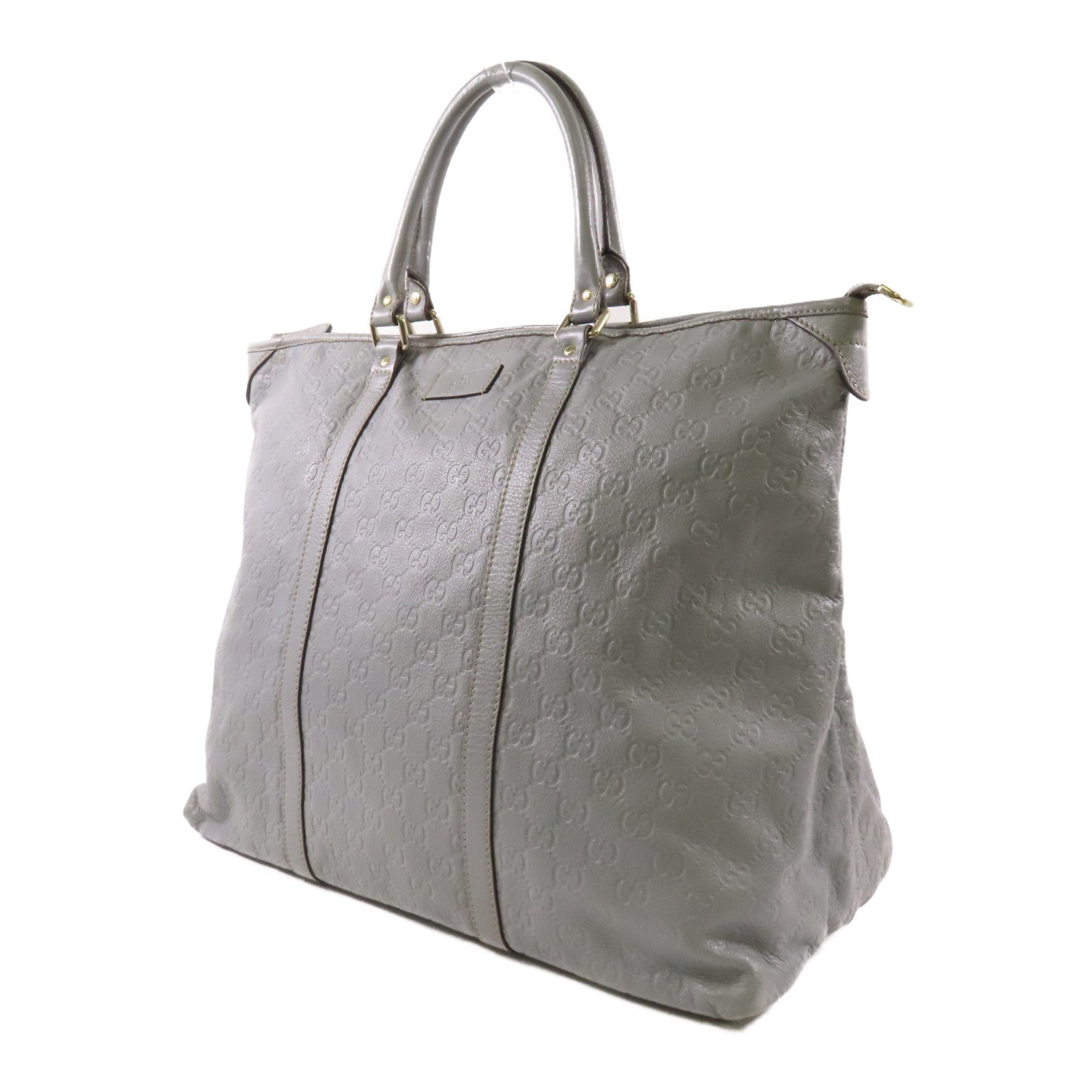 GUCCI GG GHW Tote Bag 201482 Calfskin Leather Gray