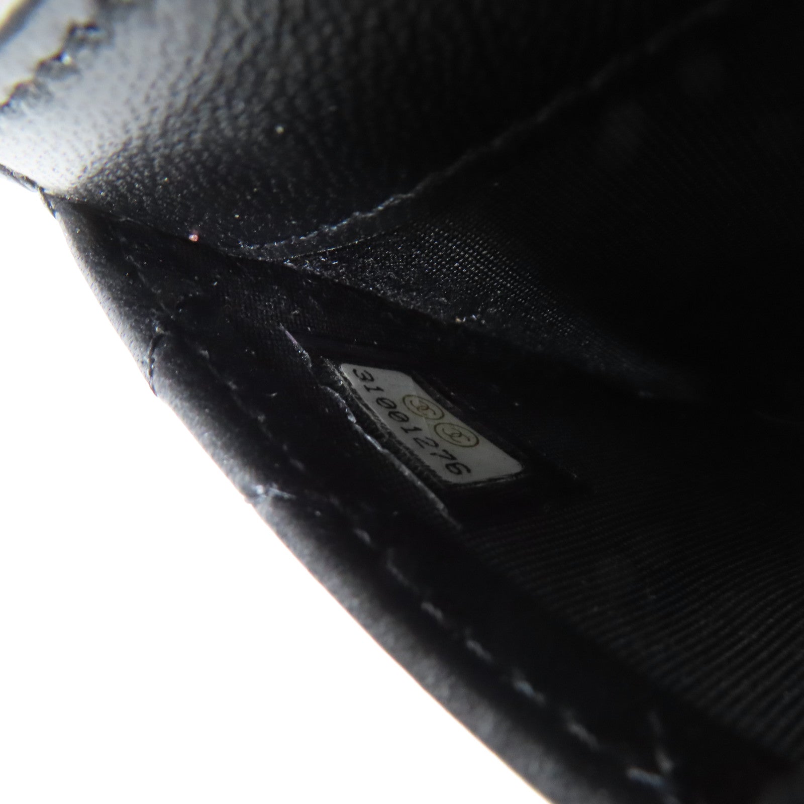 CHANEL 菱格羊皮皮革Card Case金扣卡片套黑色