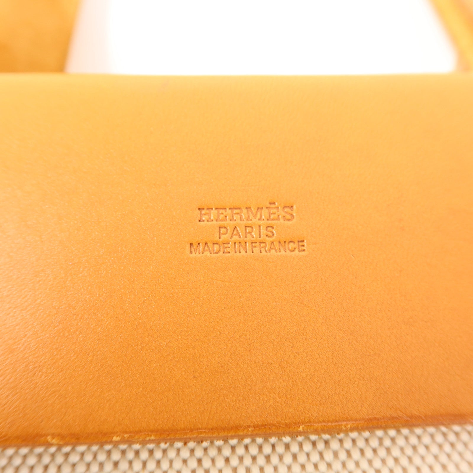 HERMES 帆布/皮革Kabas MM銀扣肩背袋