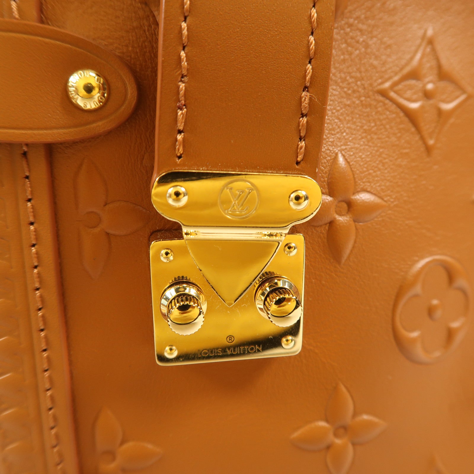 LOUIS VUITTON Monogram Empreinte Side Trunk金扣手挽肩背兩用袋