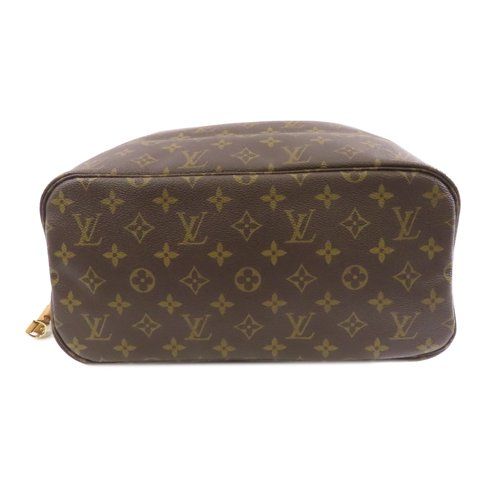 LOUIS VUITTON Monogram Neverfull MM金扣手挽袋棕色