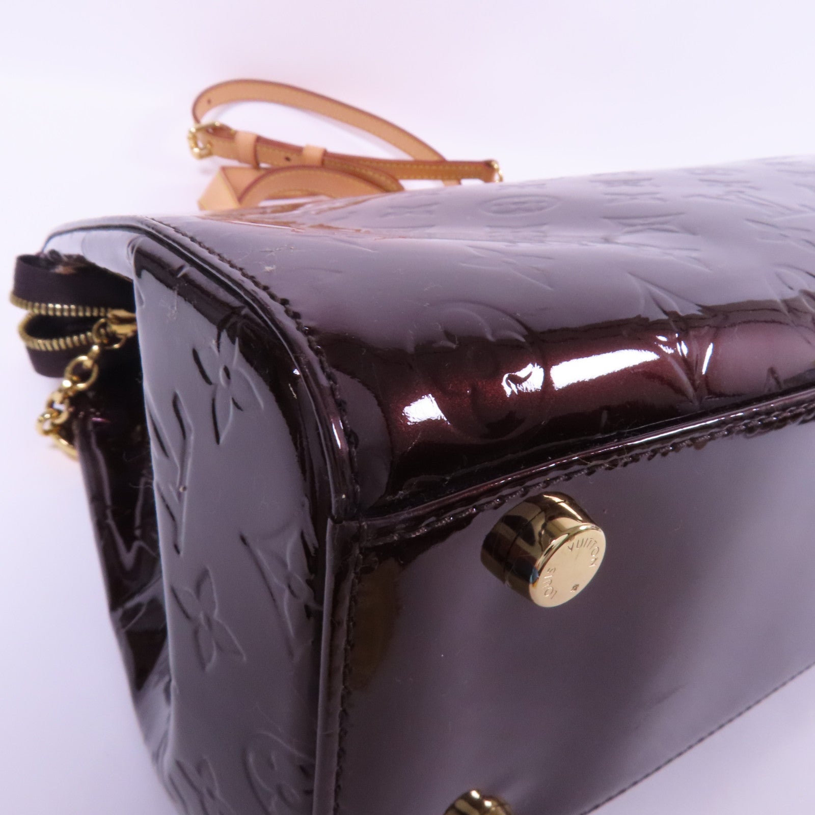 LOUIS VUITTON Vernis Brea MM金扣手挽肩背兩用袋Rouge Fauviste