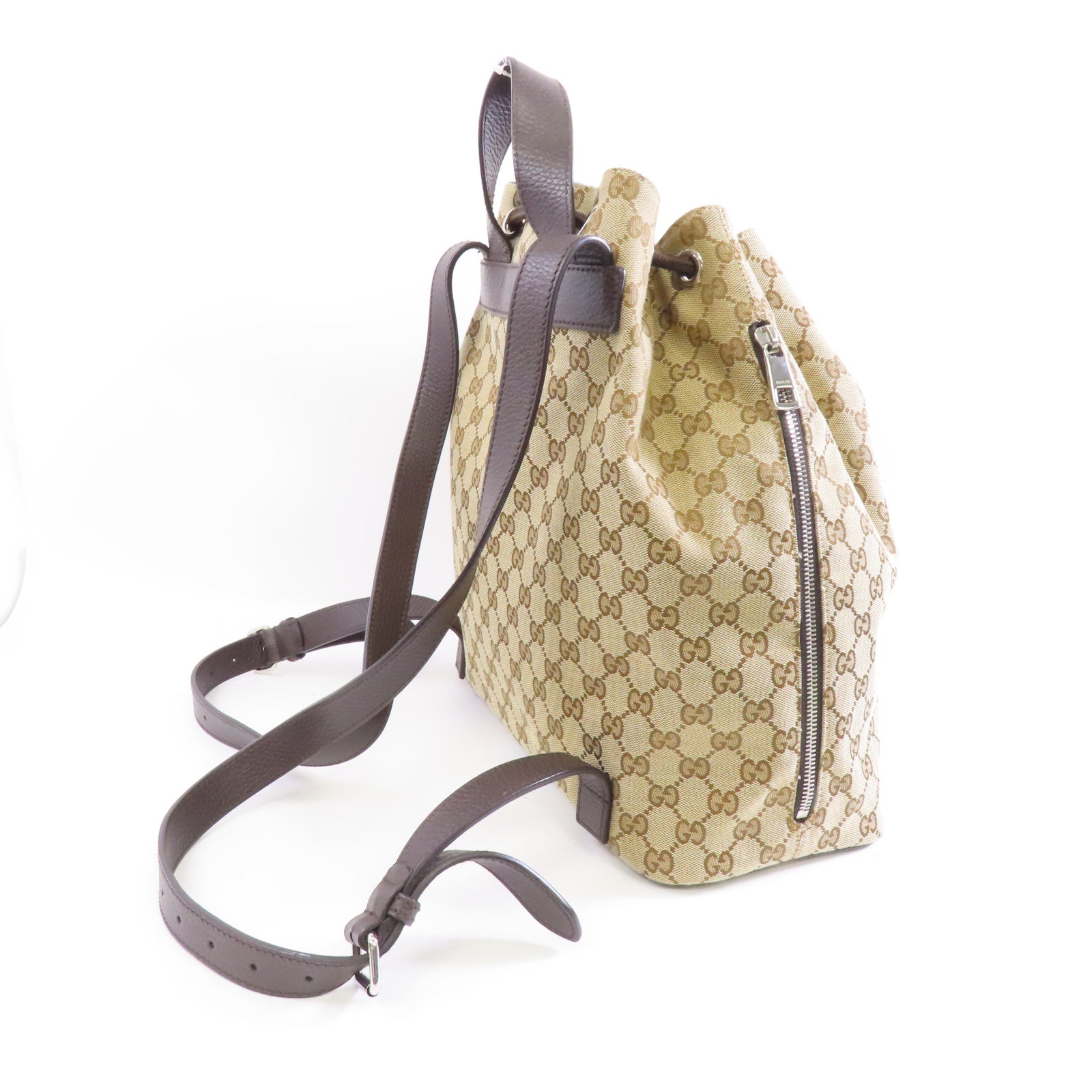 GUCCI 帆布Backpack銀扣背包啡色