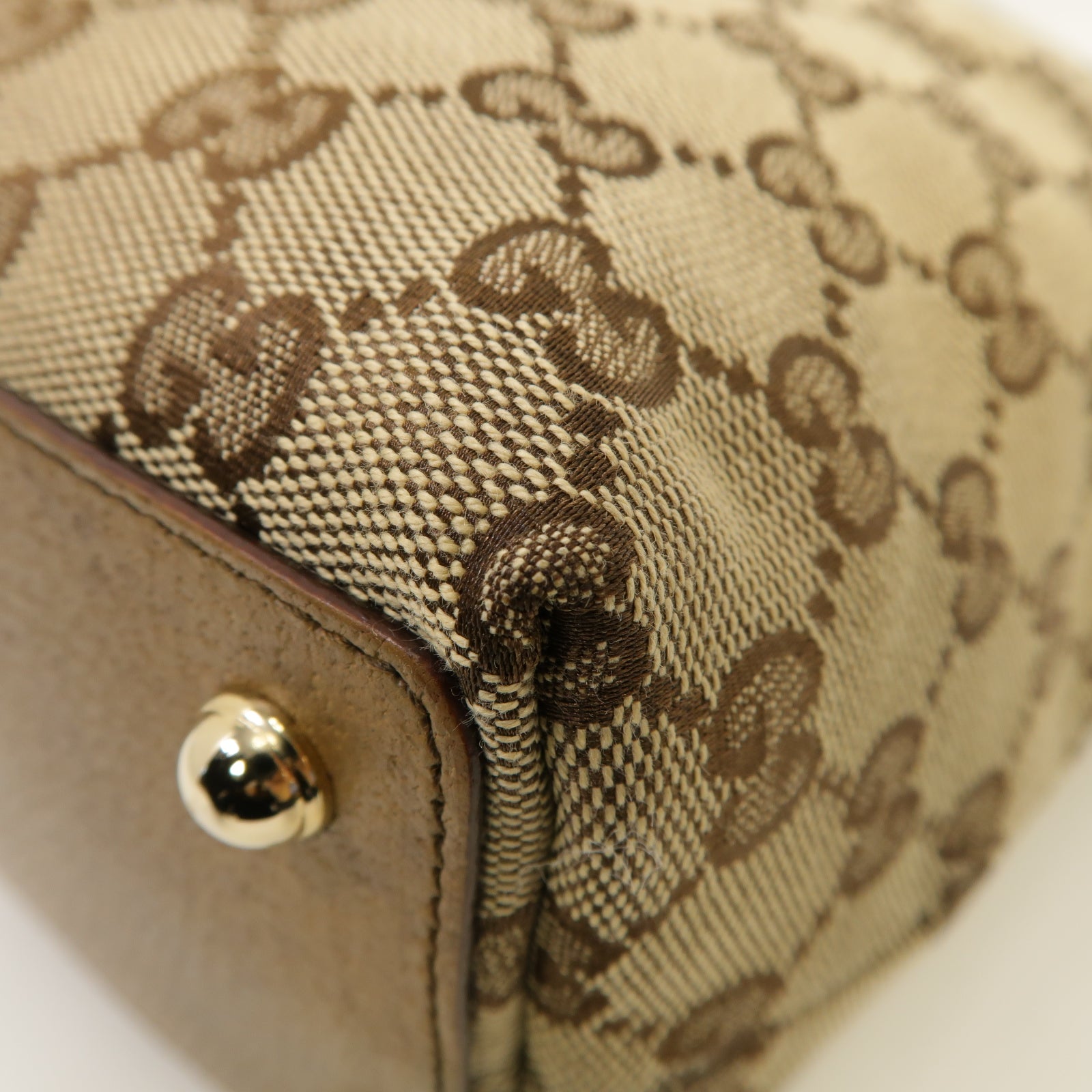 GUCCI 帆布Shoulder Tote Bag金扣肩背袋啡色
