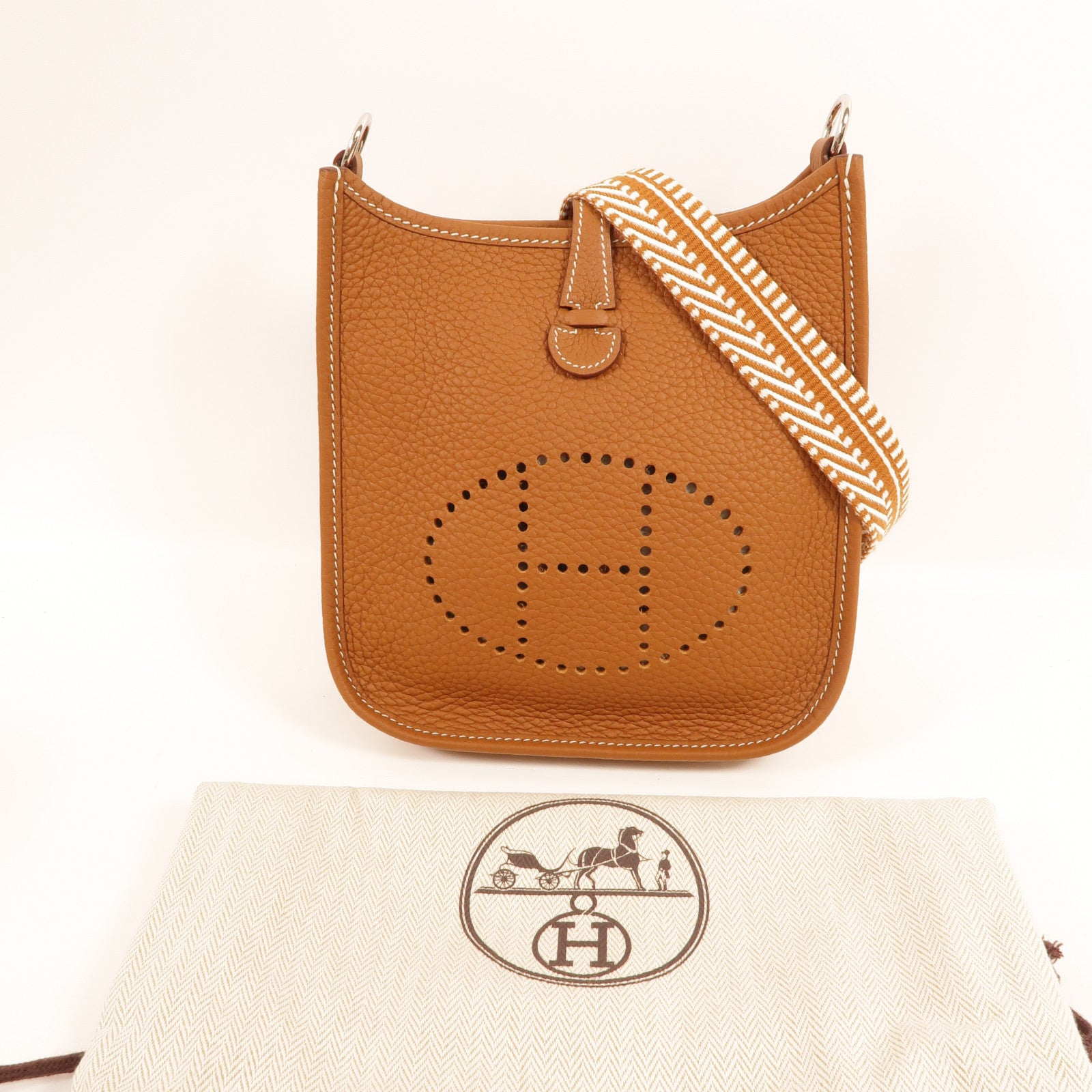 HERMES Clemence皮革Evelyne TPM肩背袋Gold