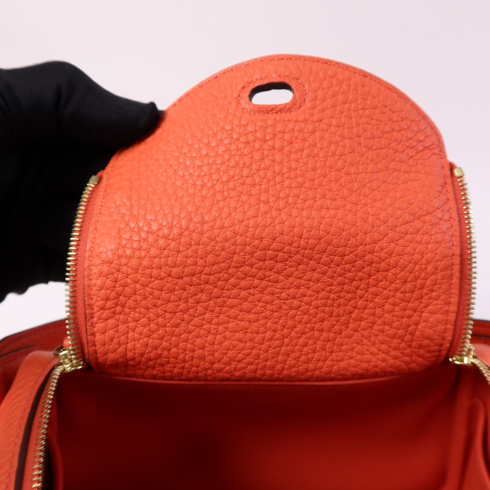 HERMES Mini Lindy金扣手挽肩背兩用袋Rouge Tomate