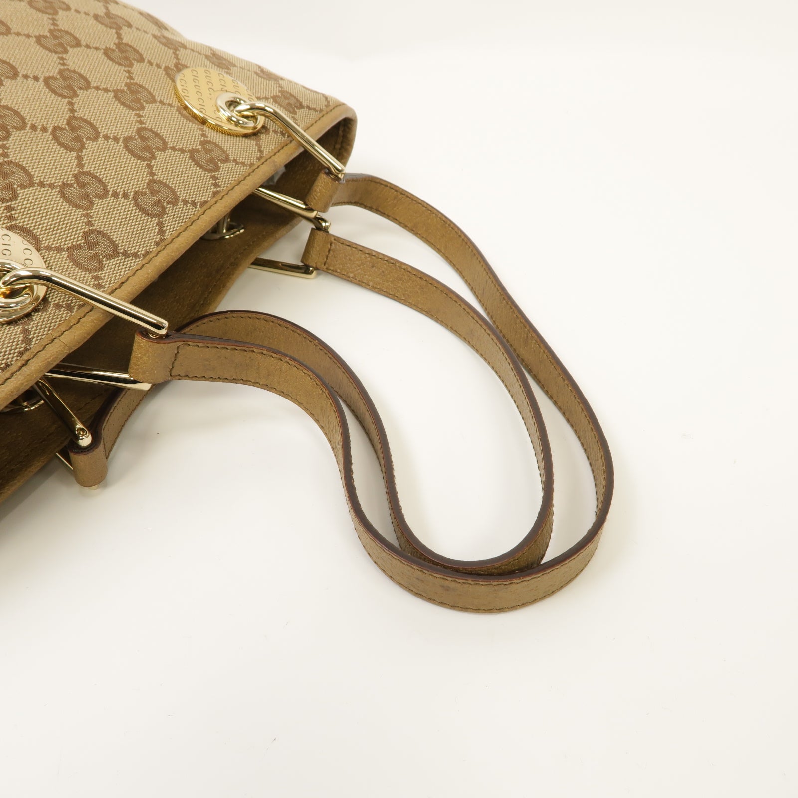 GUCCI 帆布Shoulder Tote Bag金扣肩背袋啡色