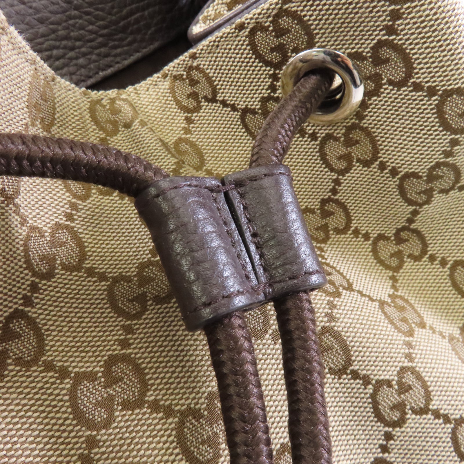 GUCCI 帆布Backpack銀扣背包啡色