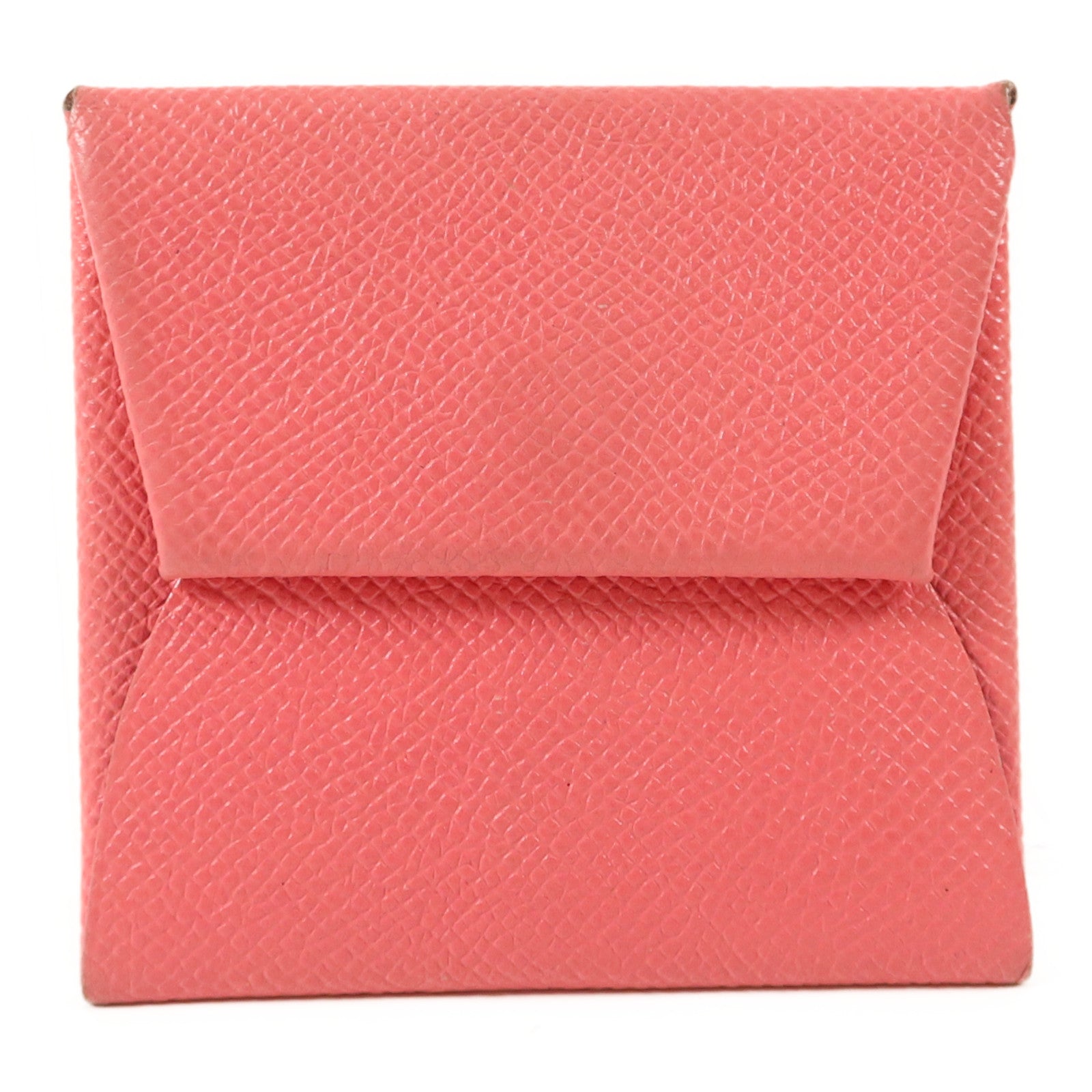 HERMES Epsom皮革Bastia銀扣零錢包Rose Lipstick