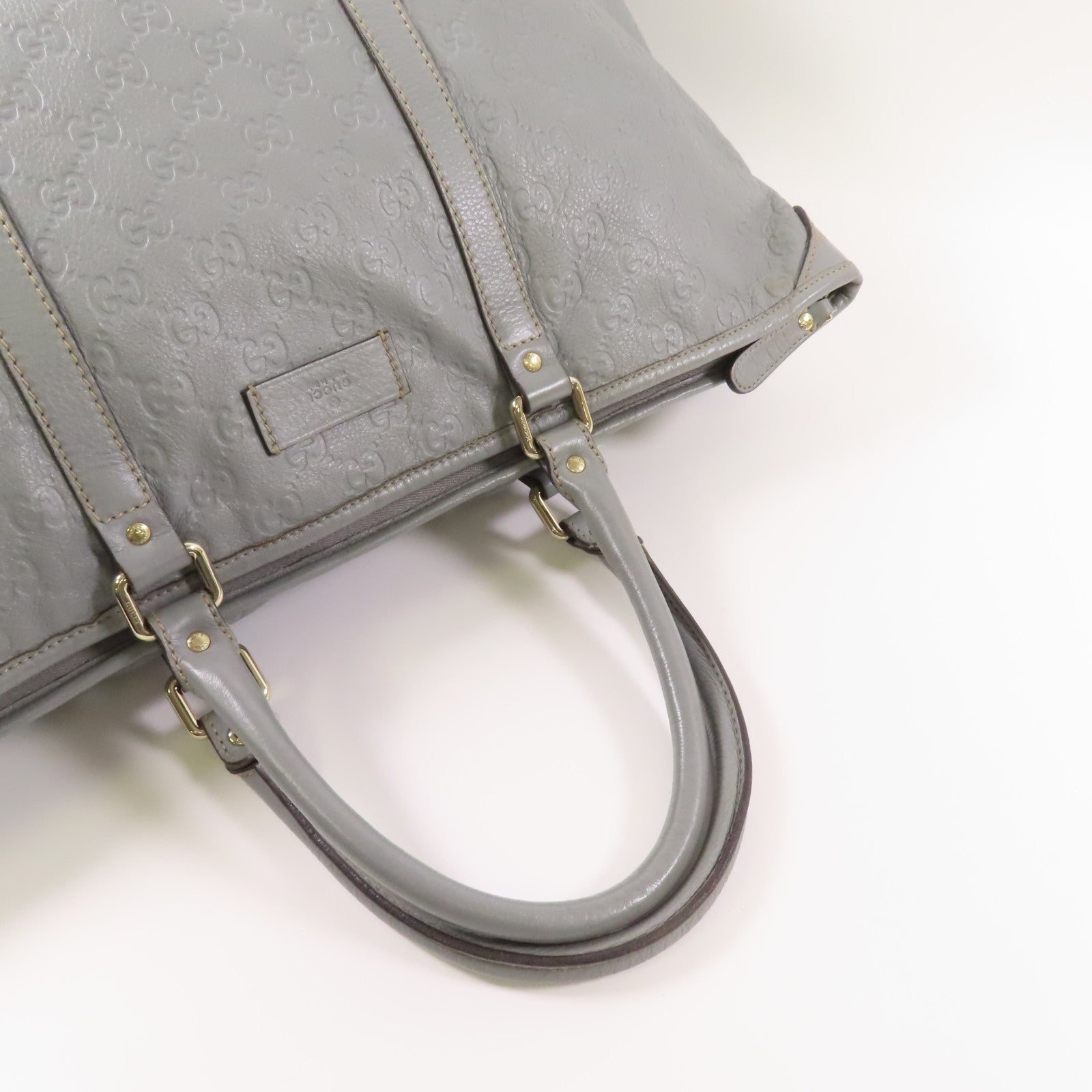 GUCCI GG GHW Tote Bag 201482 Calfskin Leather Gray