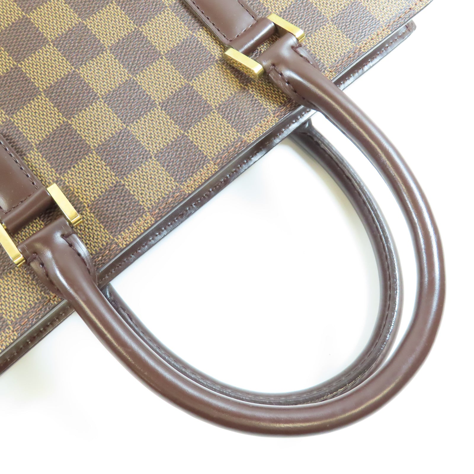 LOUIS VUITTON Damier Venice PM金扣手挽袋棕色