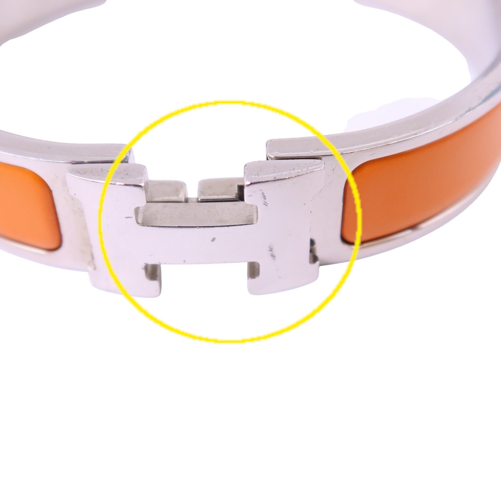 HERMES 金屬/琺瑯Clic H Bracelet銀扣手鏈
