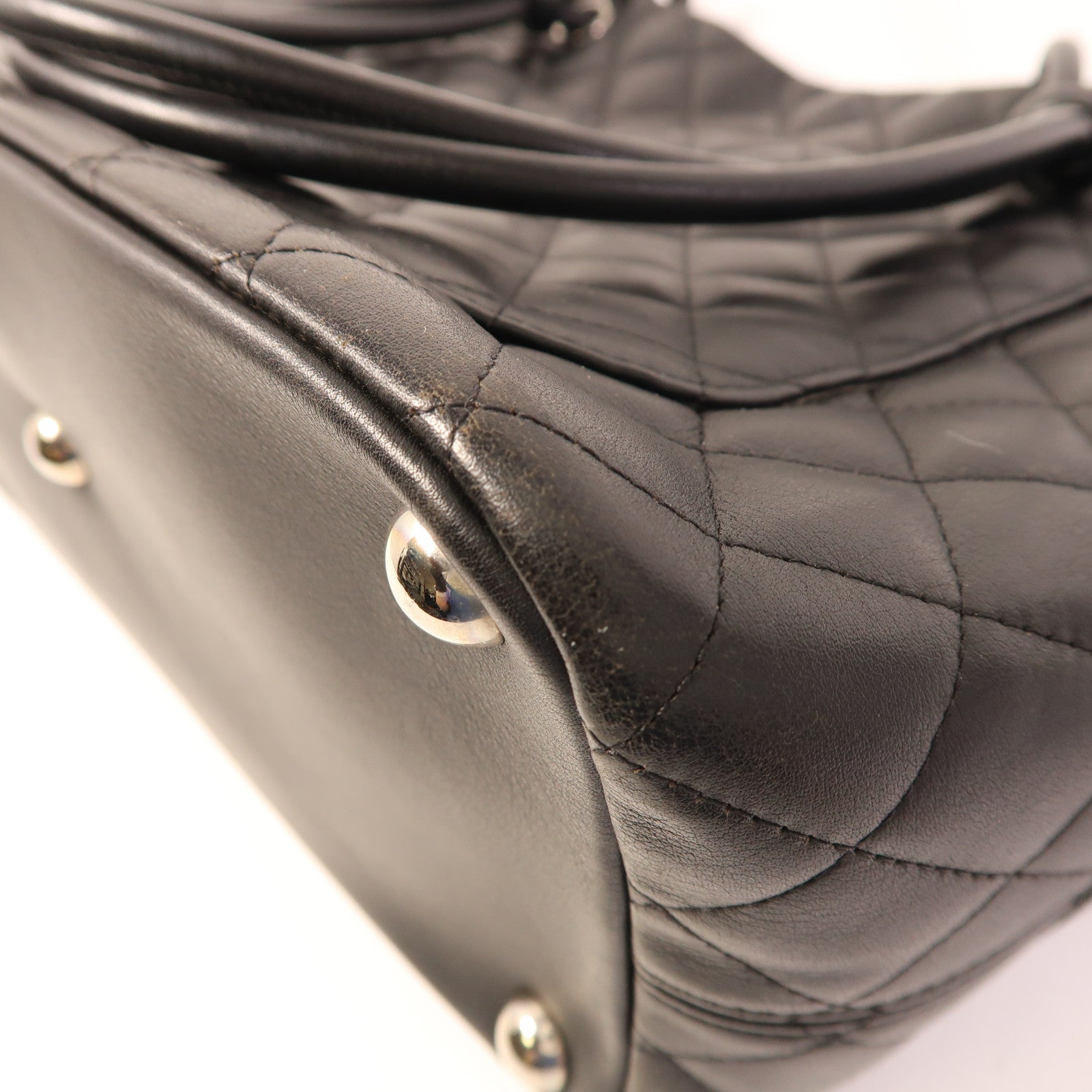 CHANEL 牛皮皮革Cambon Tote Bag銀扣手挽袋