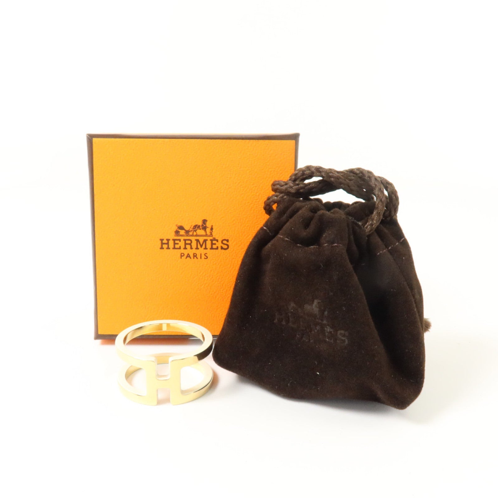 HERMES 金屬/琺瑯H en Rond Scarf 90 Ring絲巾扣